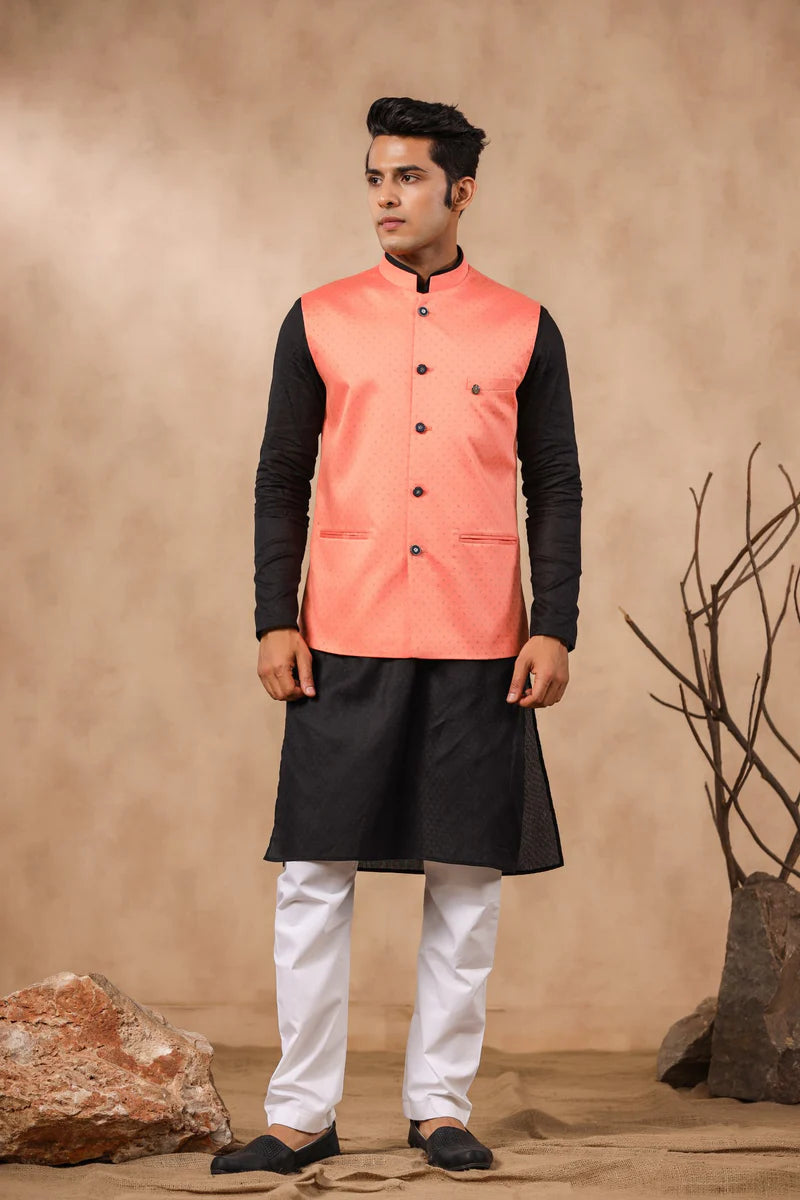 Peach Color Waist Coat For Men