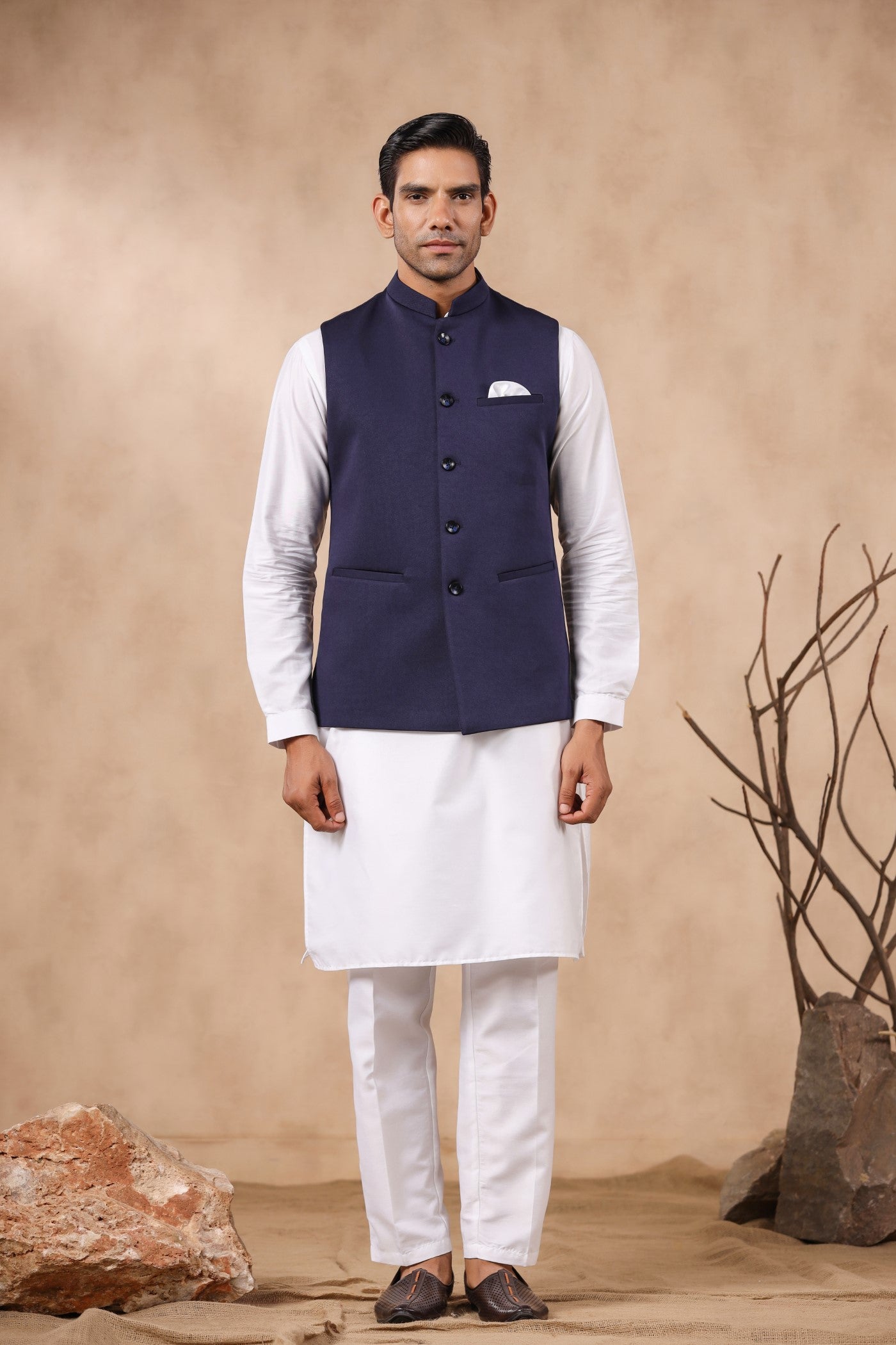 Navy Formal Waist Coat For Men