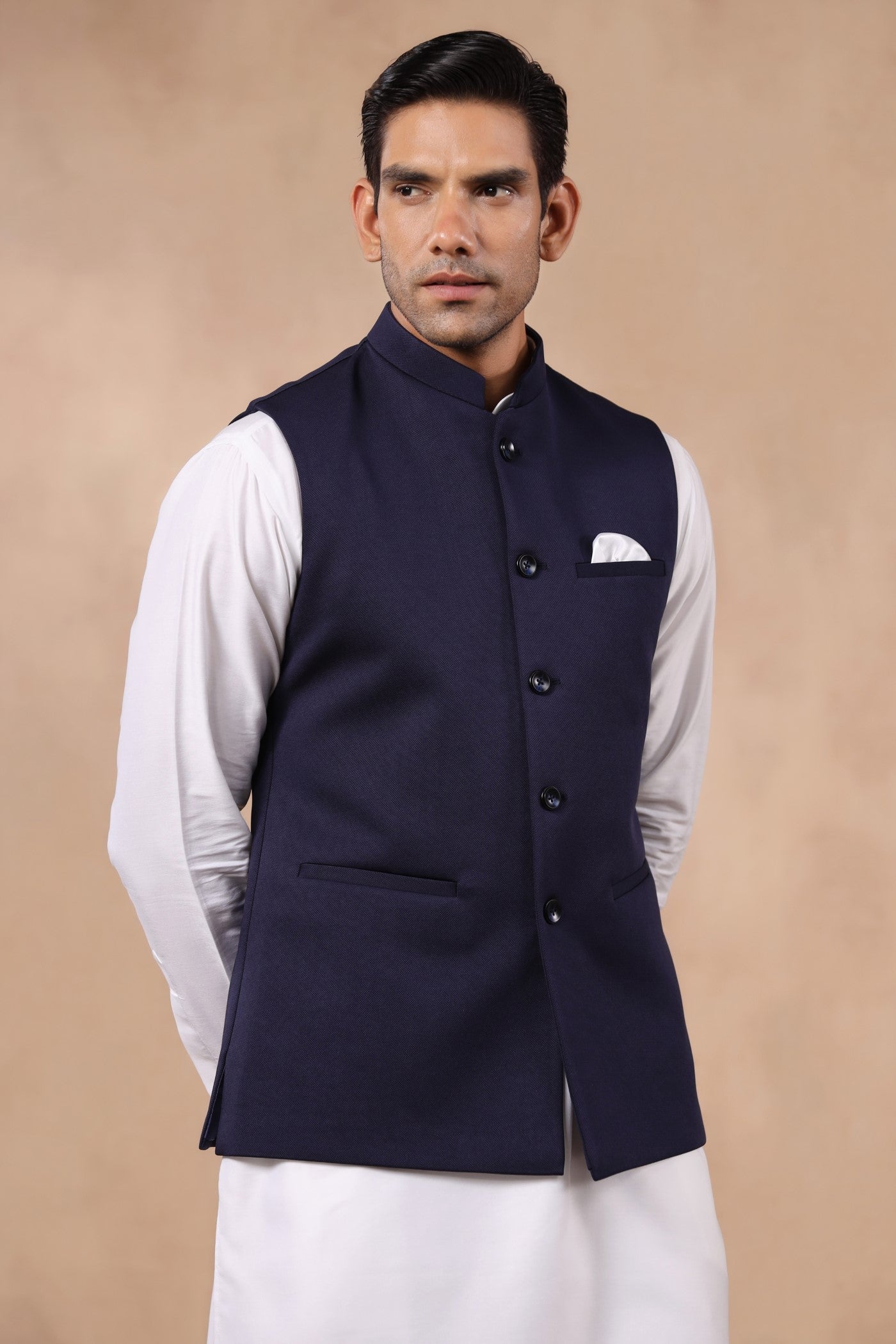 Navy Formal Waist Coat For Men