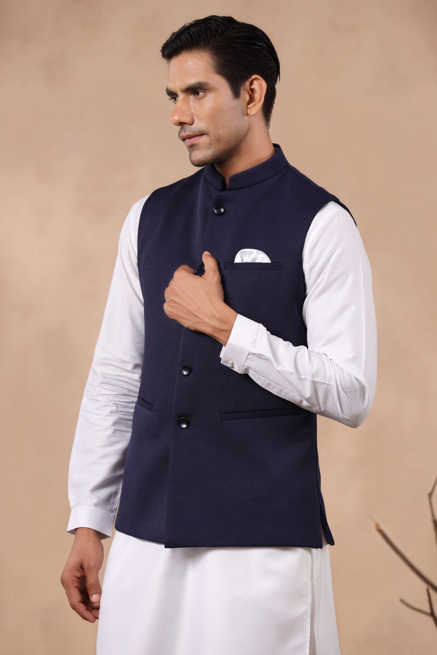 Navy Formal Waist Coat For Men
