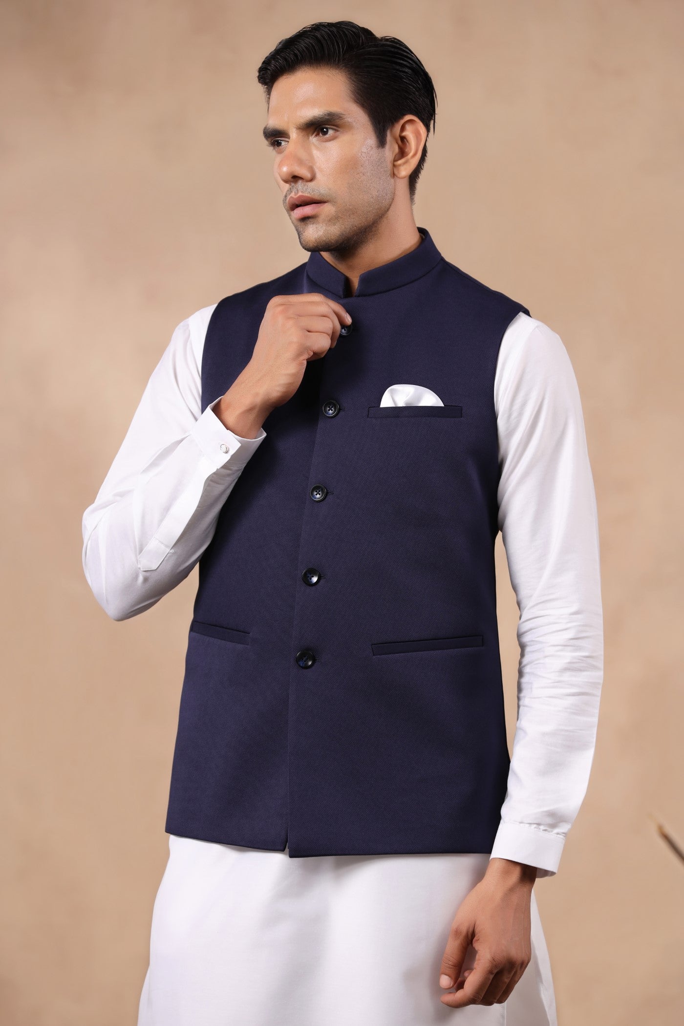 Navy Formal Waist Coat For Men