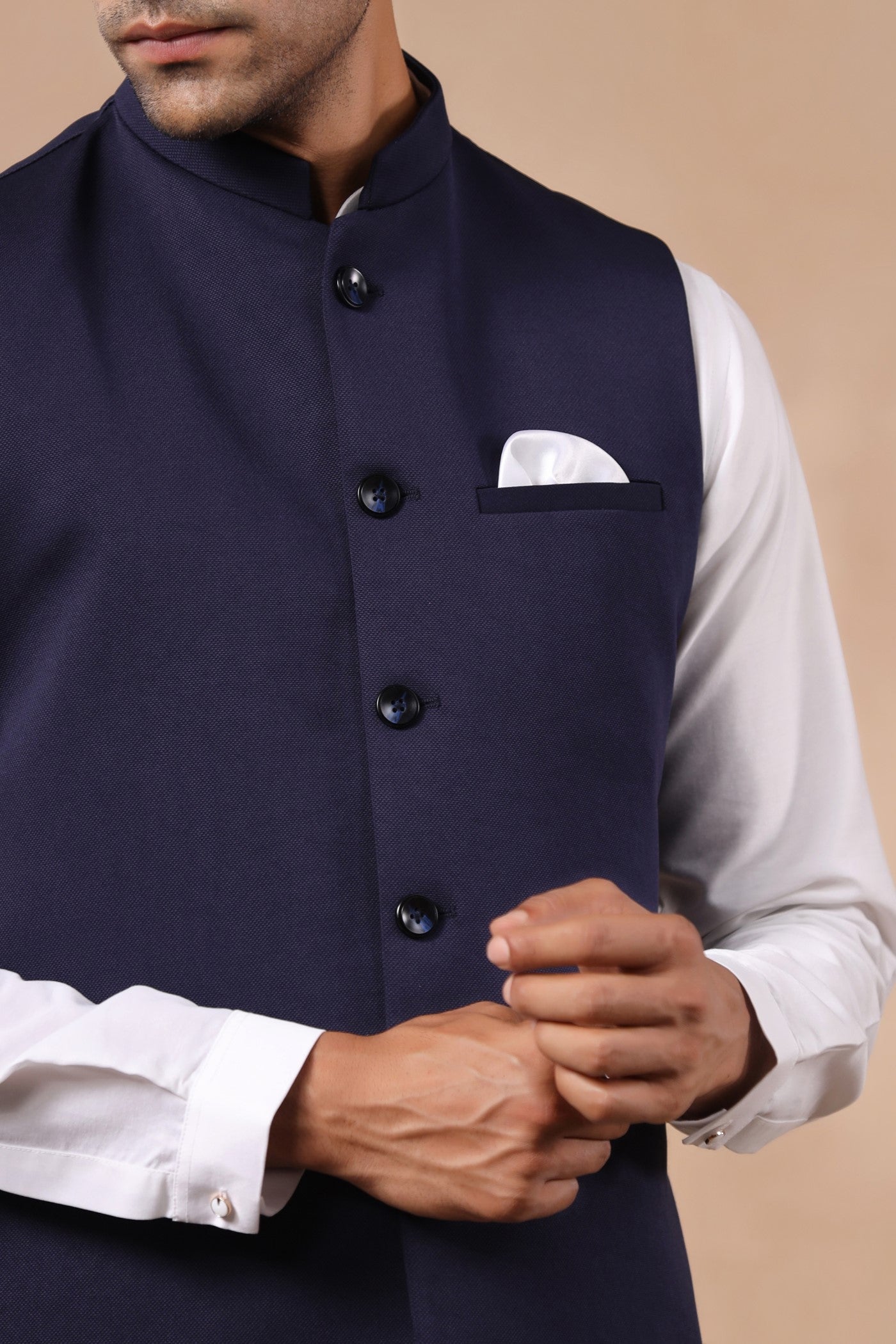 Navy Formal Waist Coat For Men