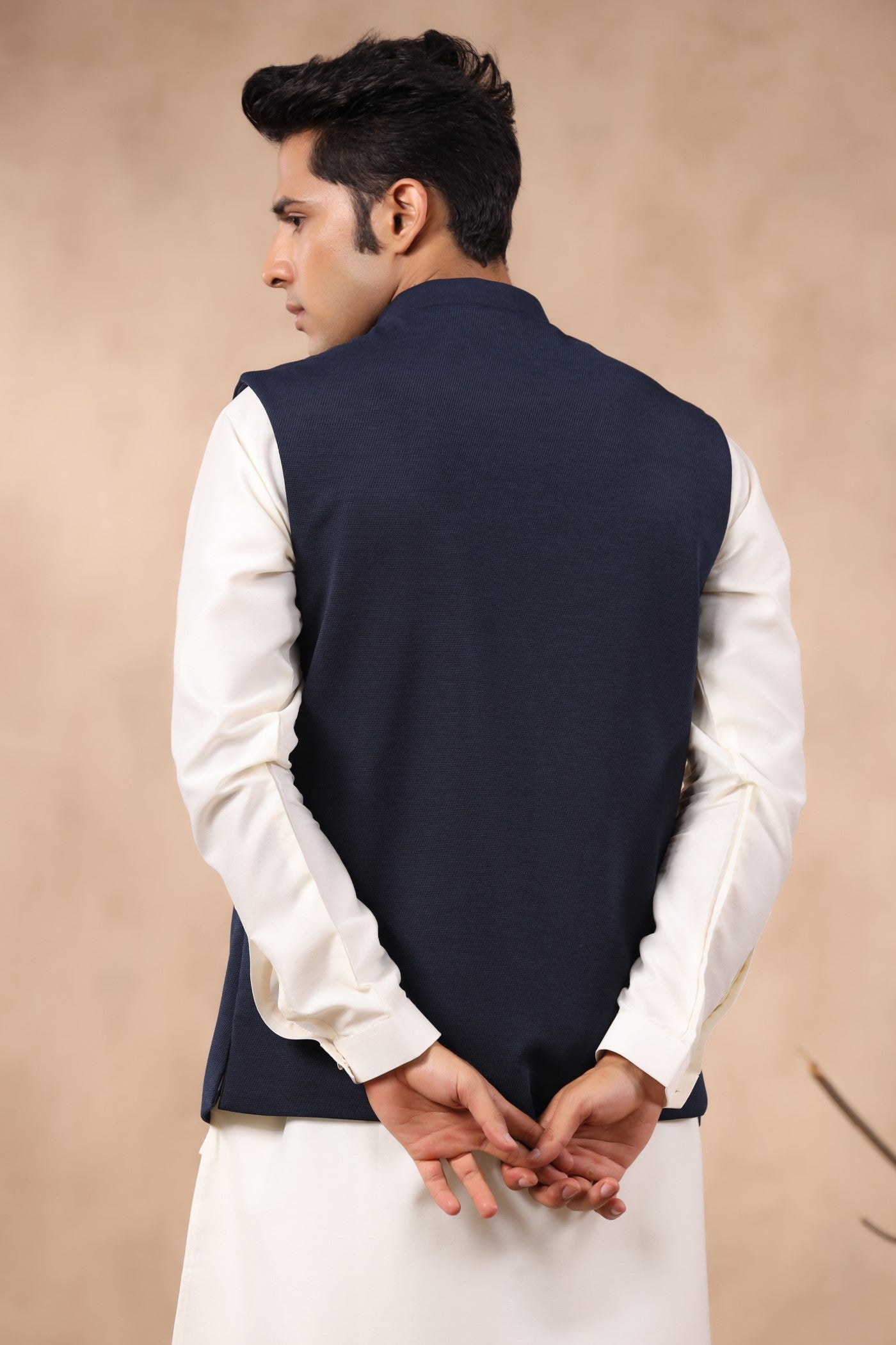 Navy Plain Waist Coat For Men