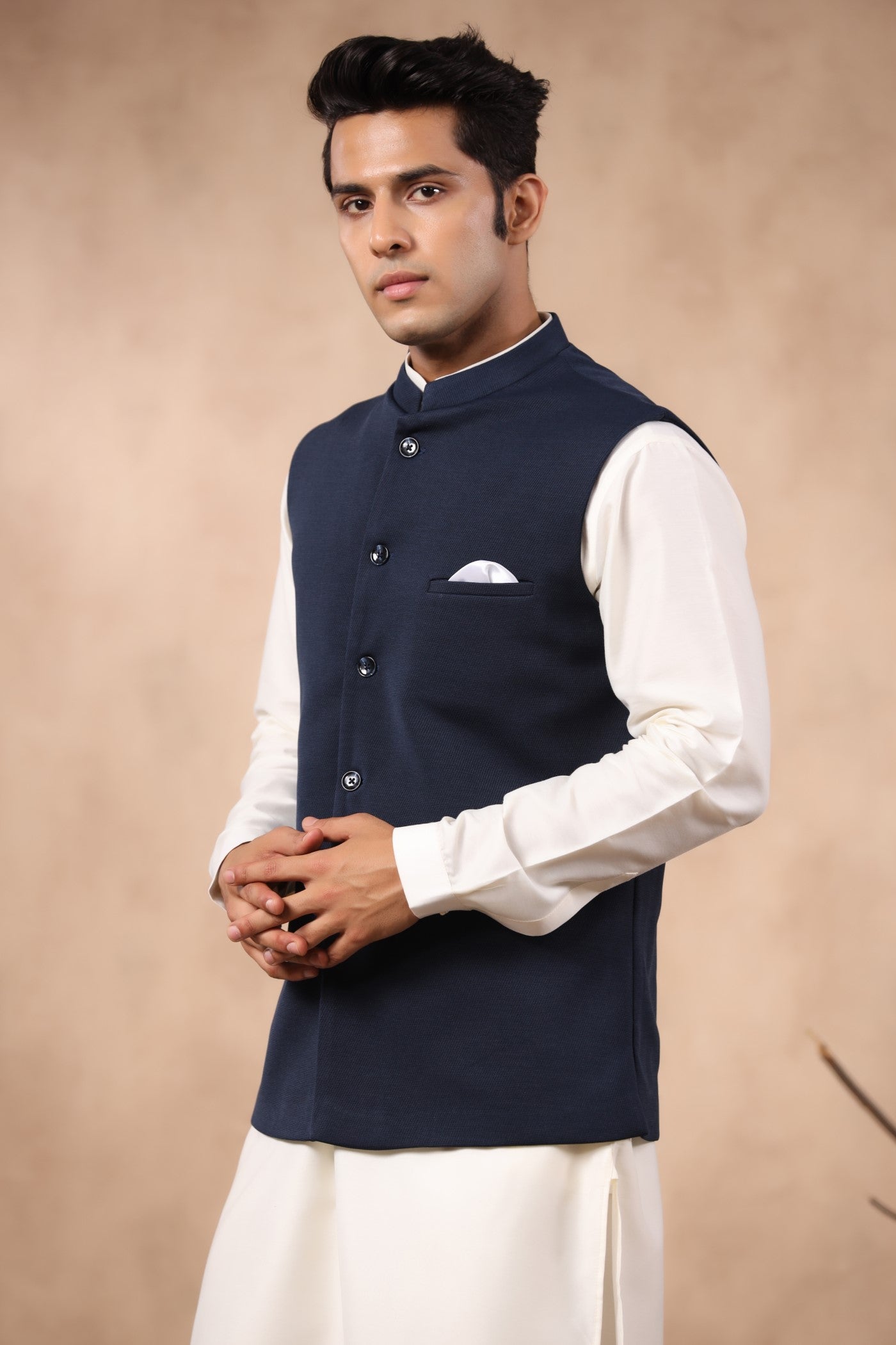 Navy Plain Waist Coat For Men