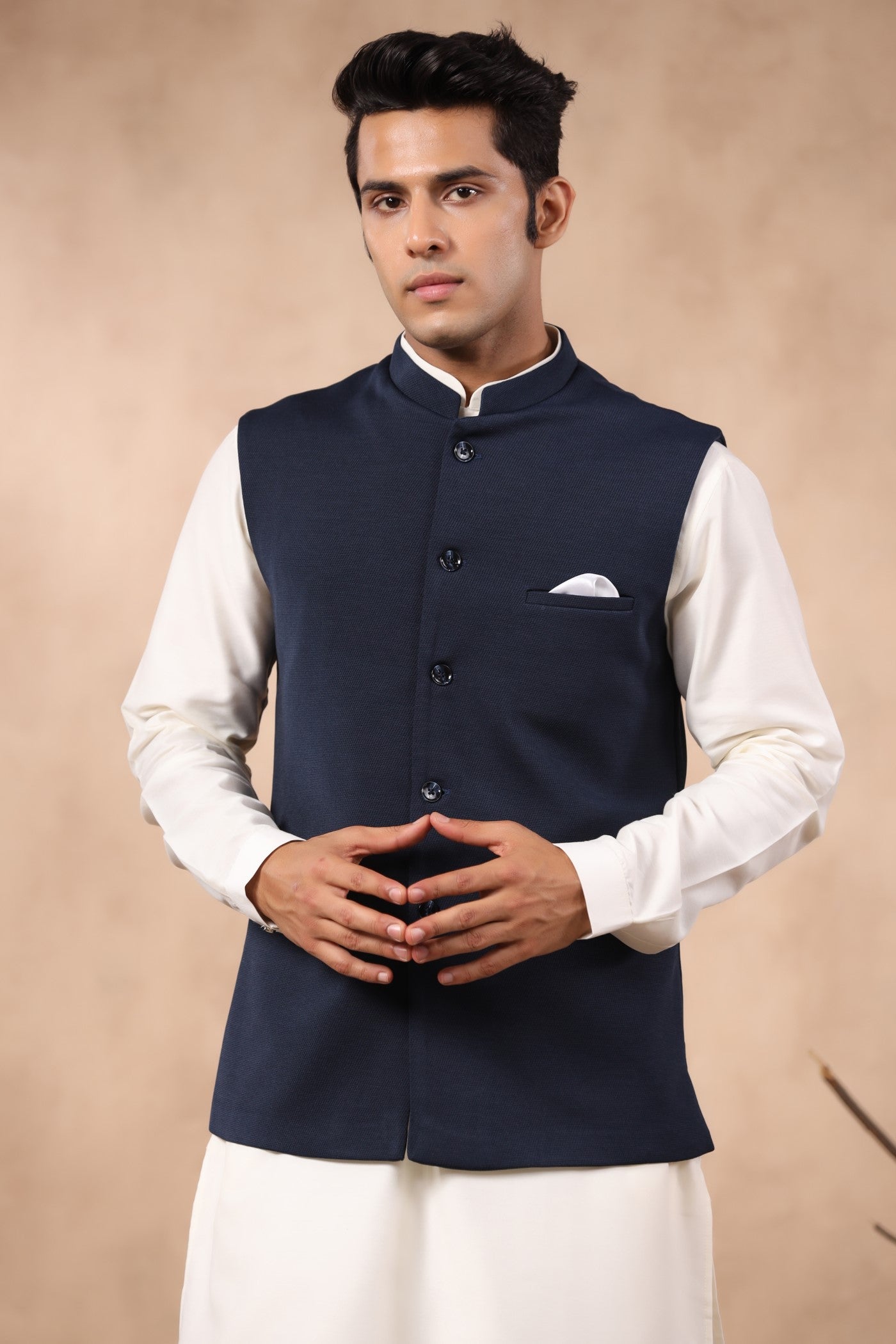 Navy Plain Waist Coat For Men