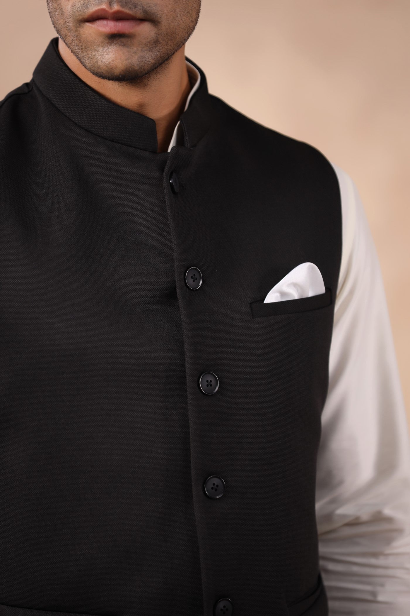 Black Color Plain Waist Coat For Men