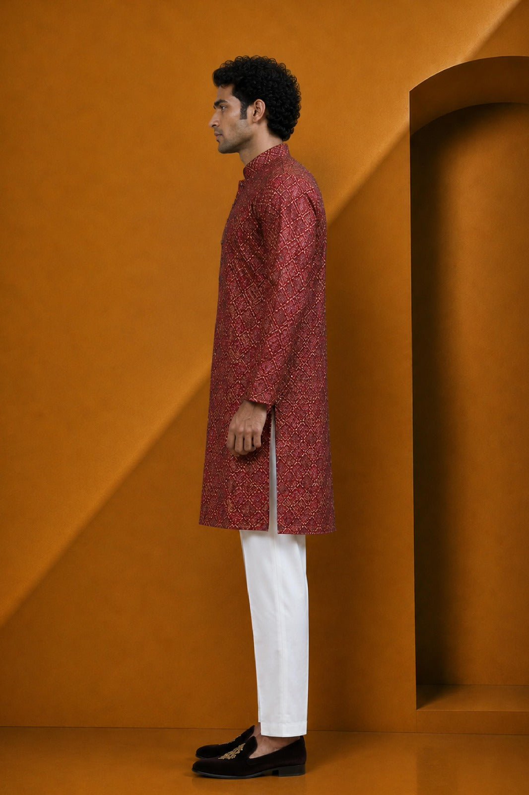 Men's Rani Printed Kurta Pajama Set