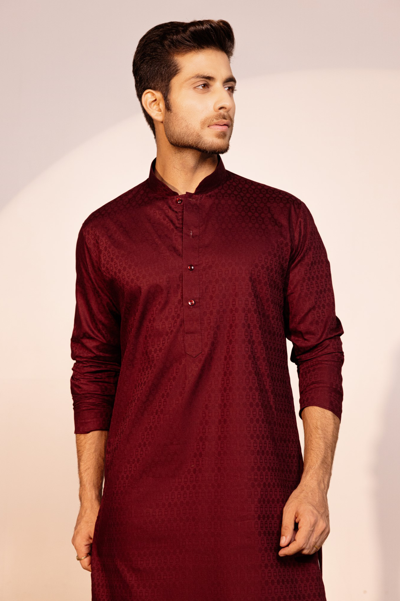 Mehroon Color Plain Kurta Pajama For Men