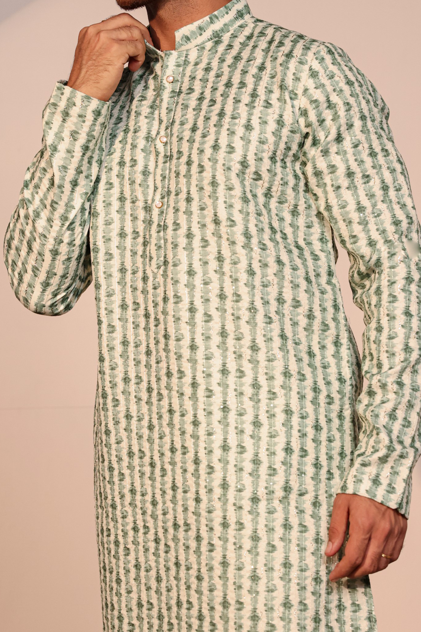 Green Color Embroidery Designer Kurta Pajama