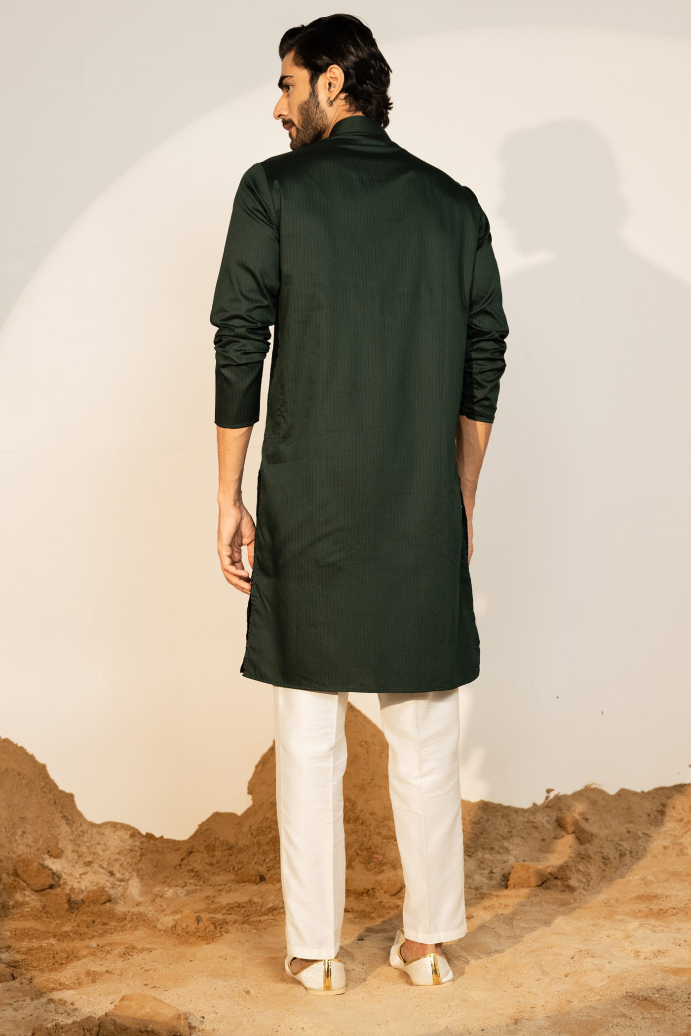 Green Color Plain Kurta Pajama