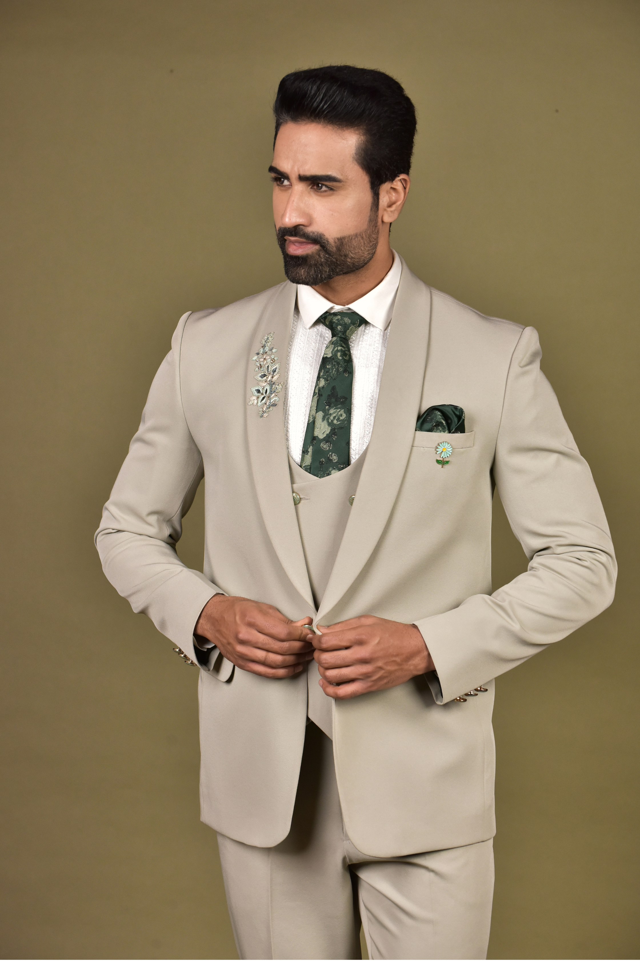 Pista Color Embroidery Suits for Men