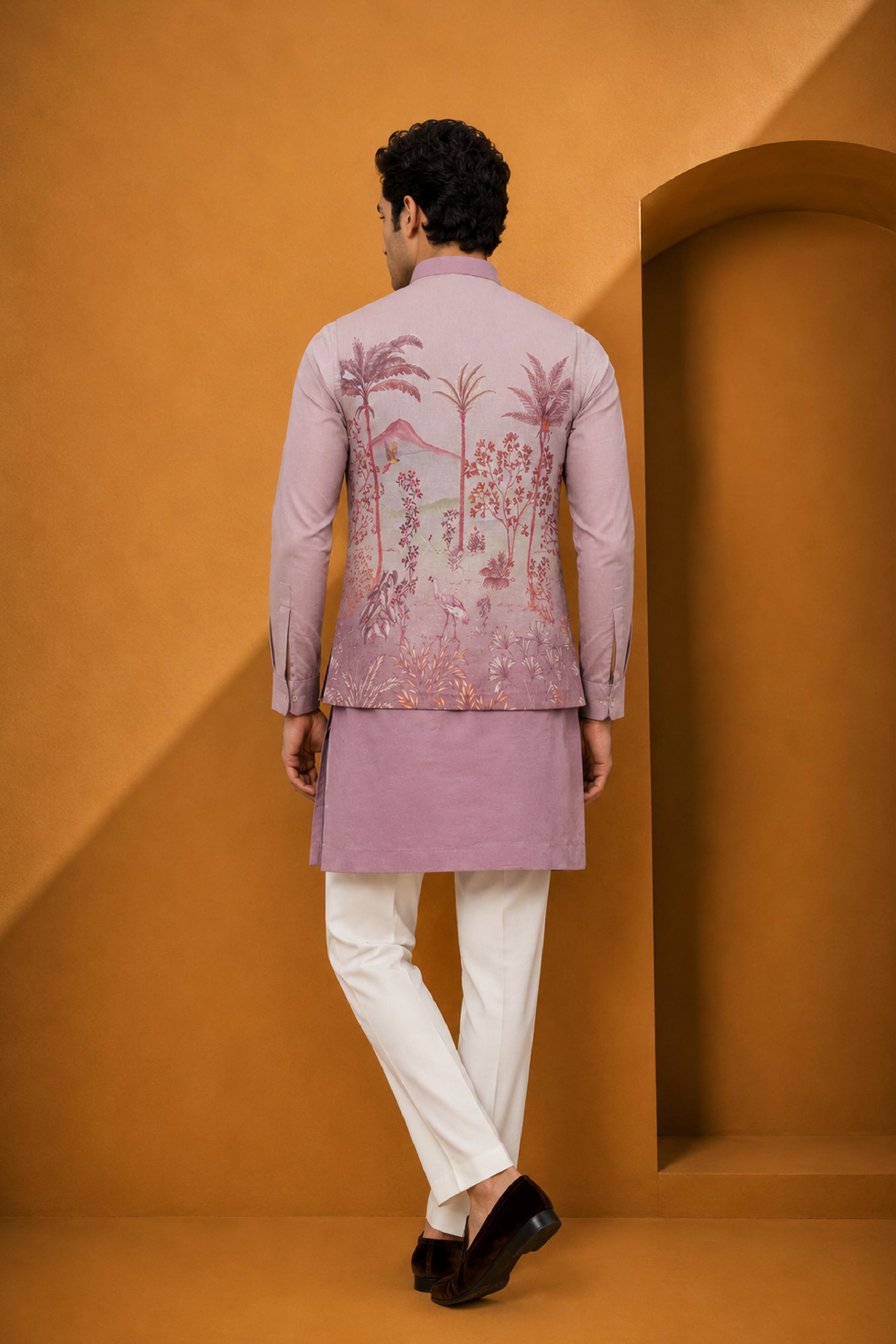 Onion Cotton Print Jodhpuri Designer Summer Suit for Men