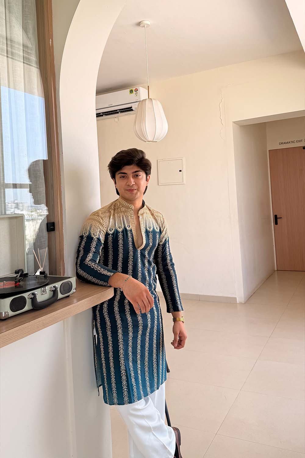 Party Wear Kurta Pajama T Blue Color Designer Style