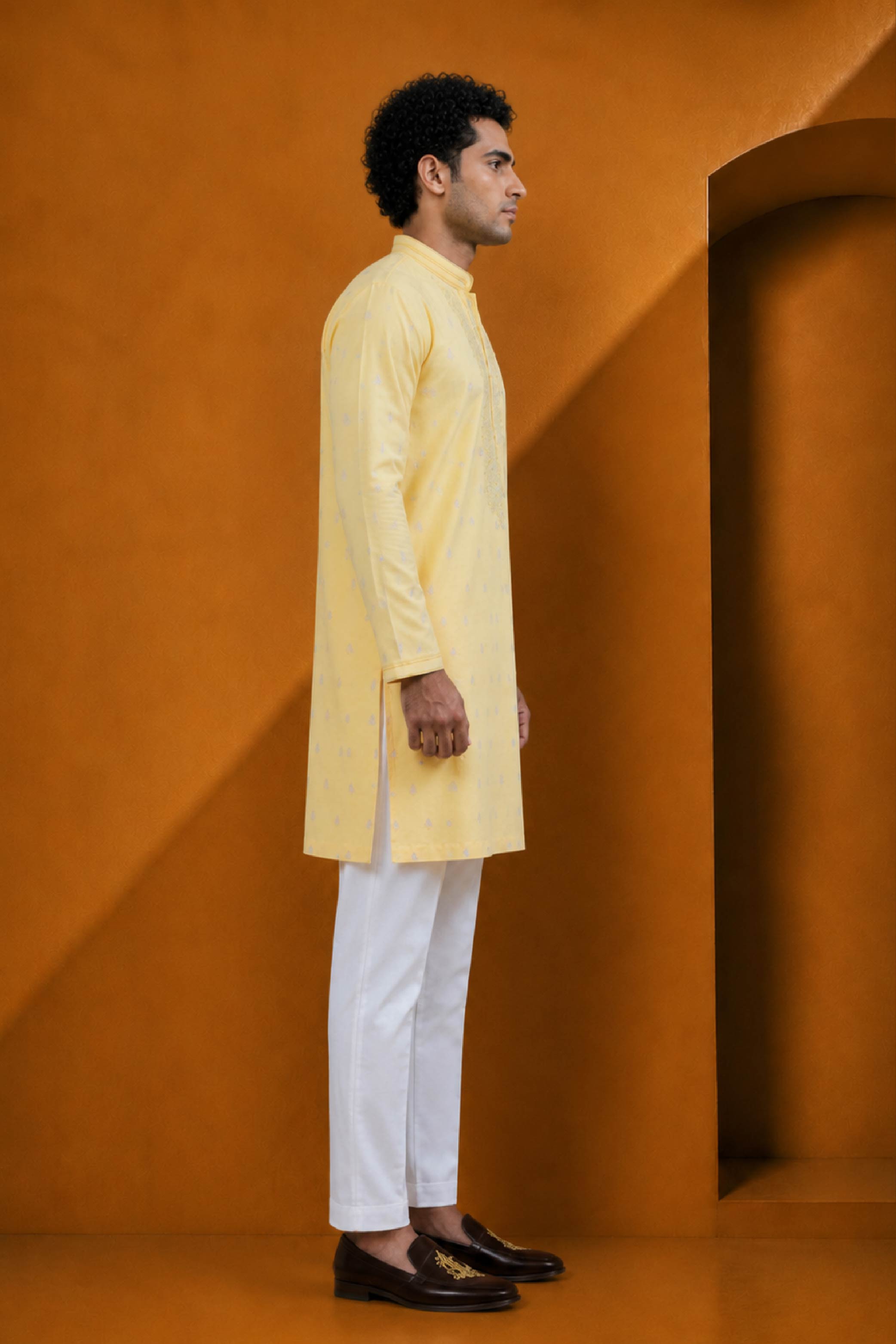 Lemon Silk Designer Kurta Pajama Set