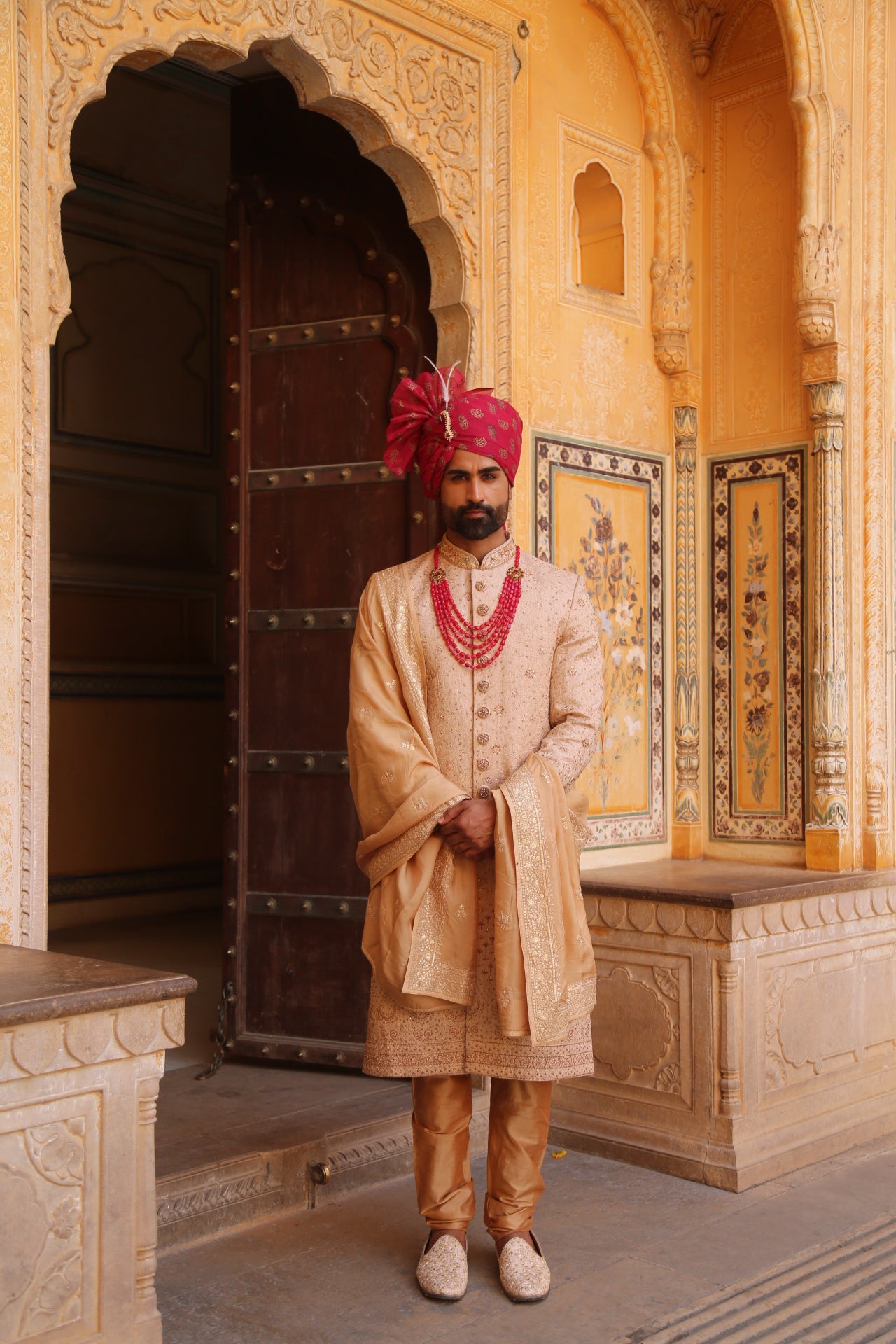 Peach Colour Sherwani for Men