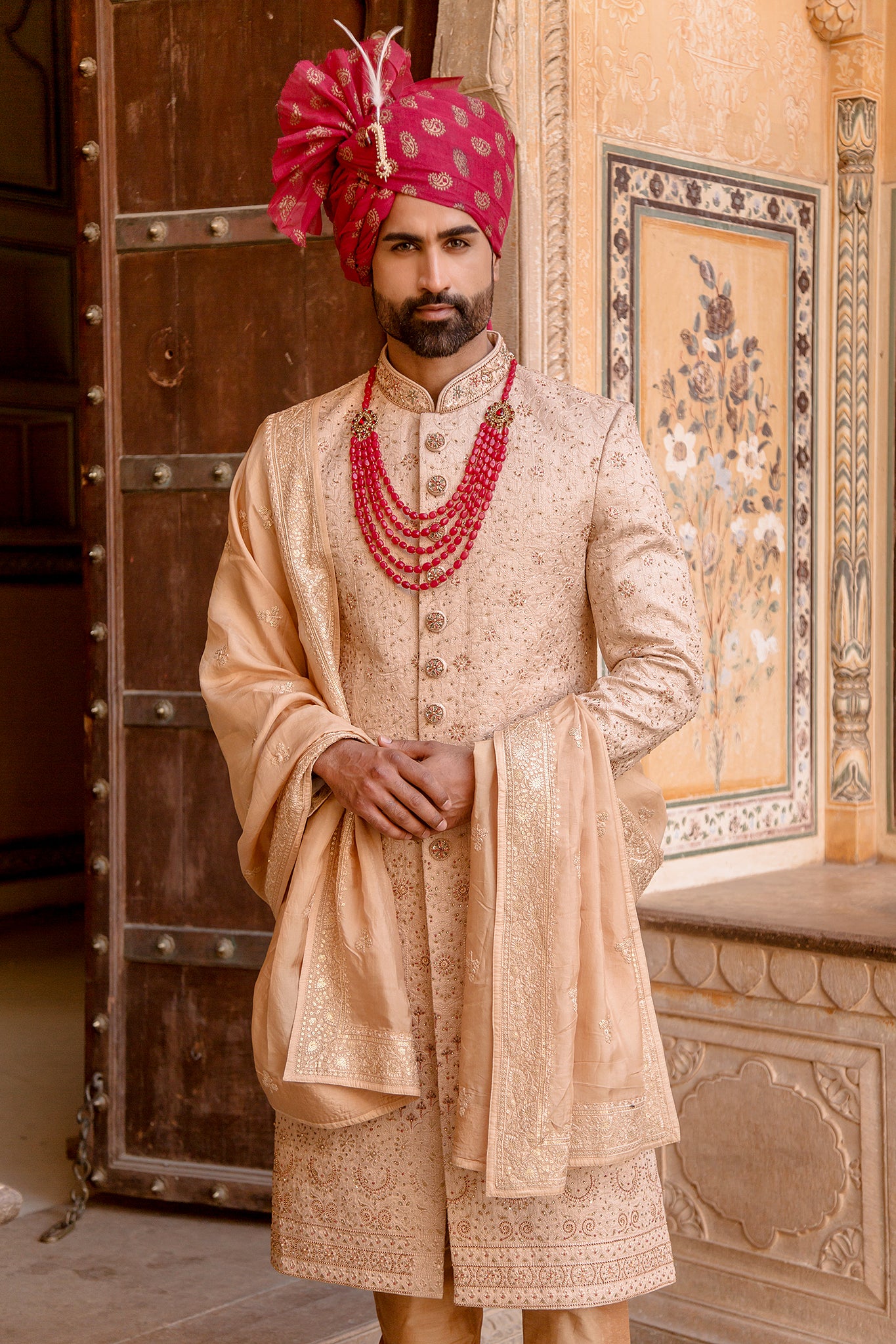 Peach Colour Sherwani for Men