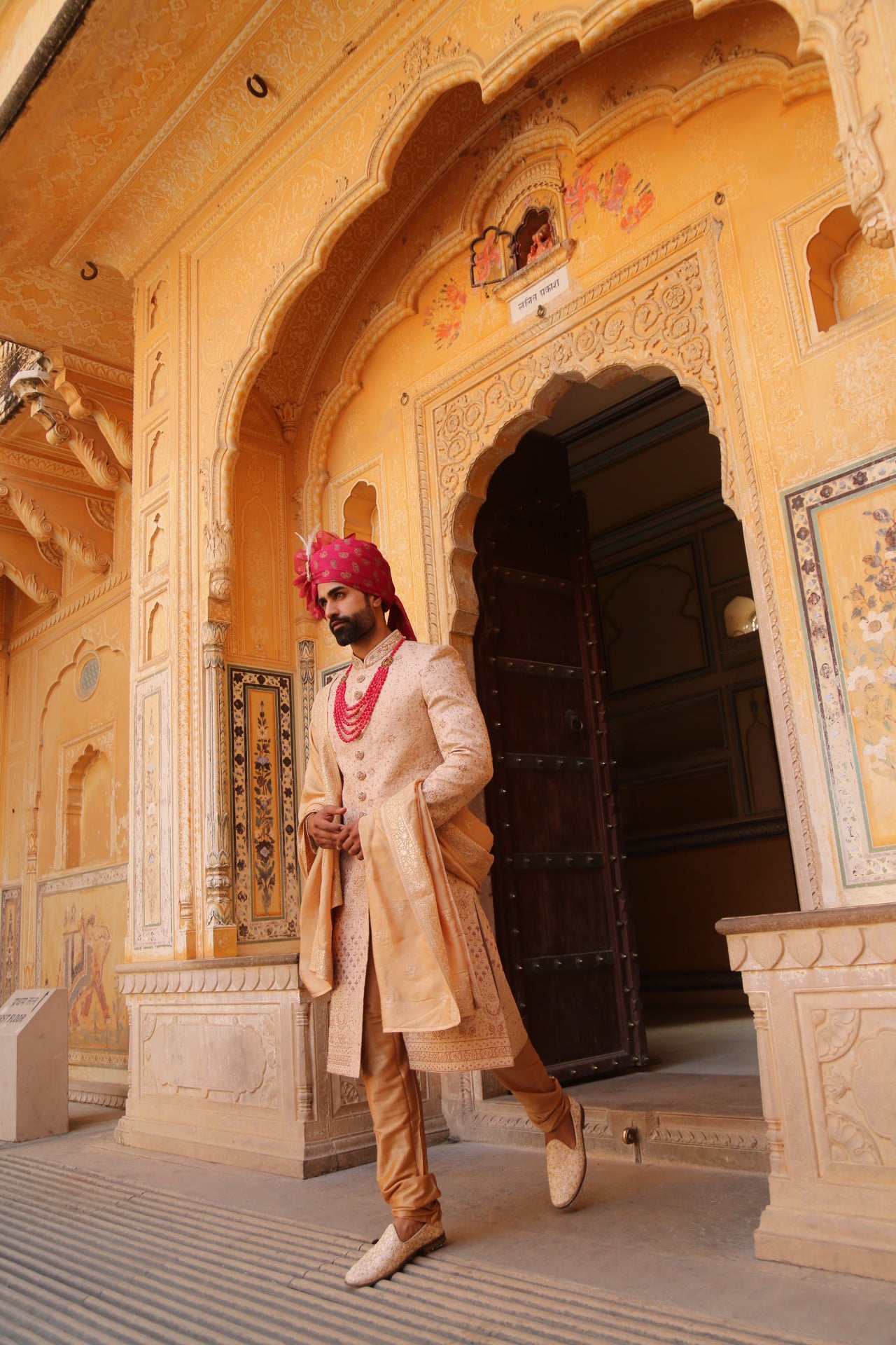 Peach Colour Sherwani for Men