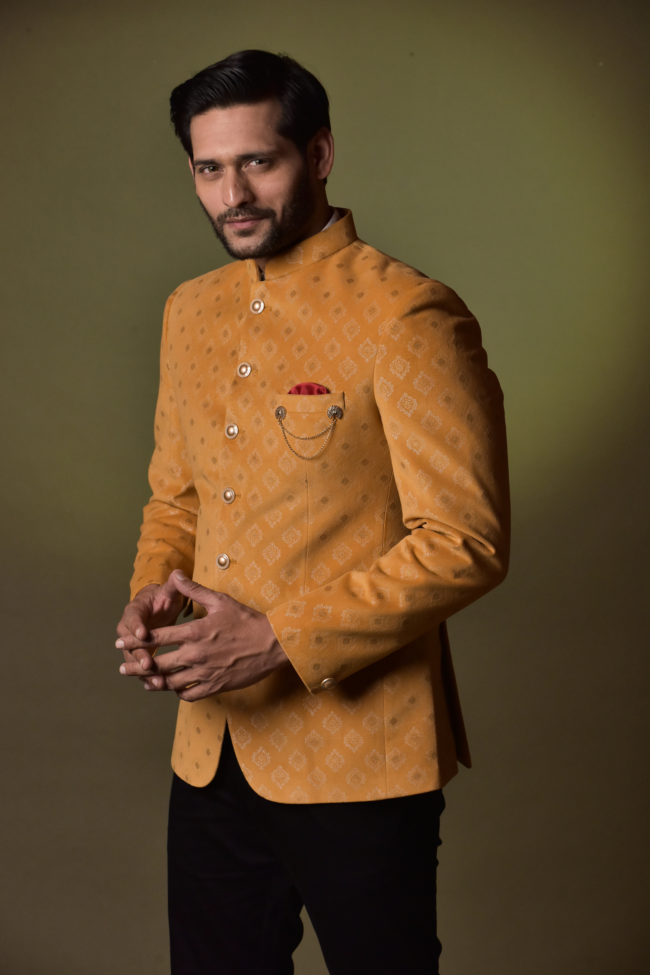 Mustard Color Jodhpuri Blazer for Men