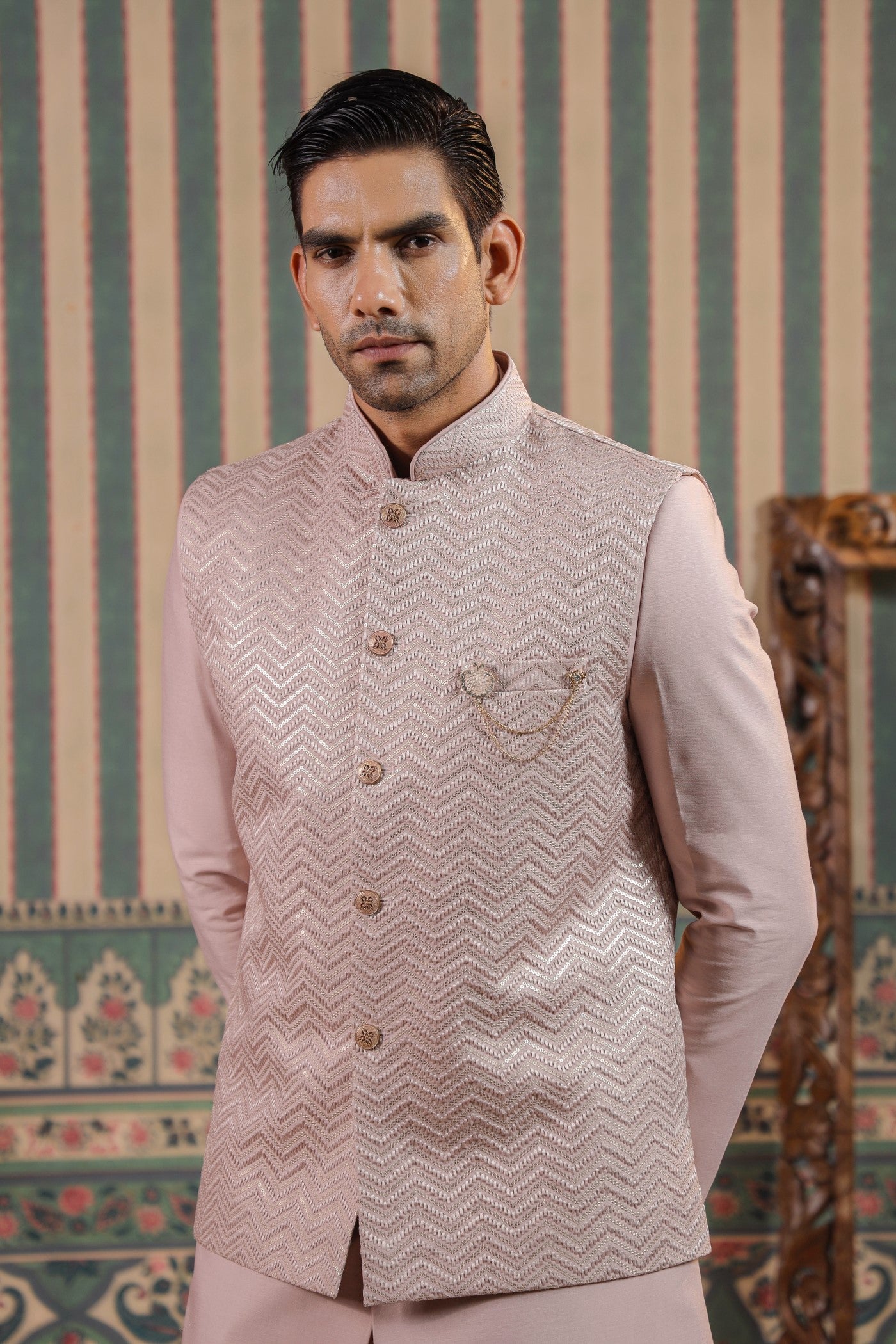 Indo Western Embroidery Jacket Kurta For Men