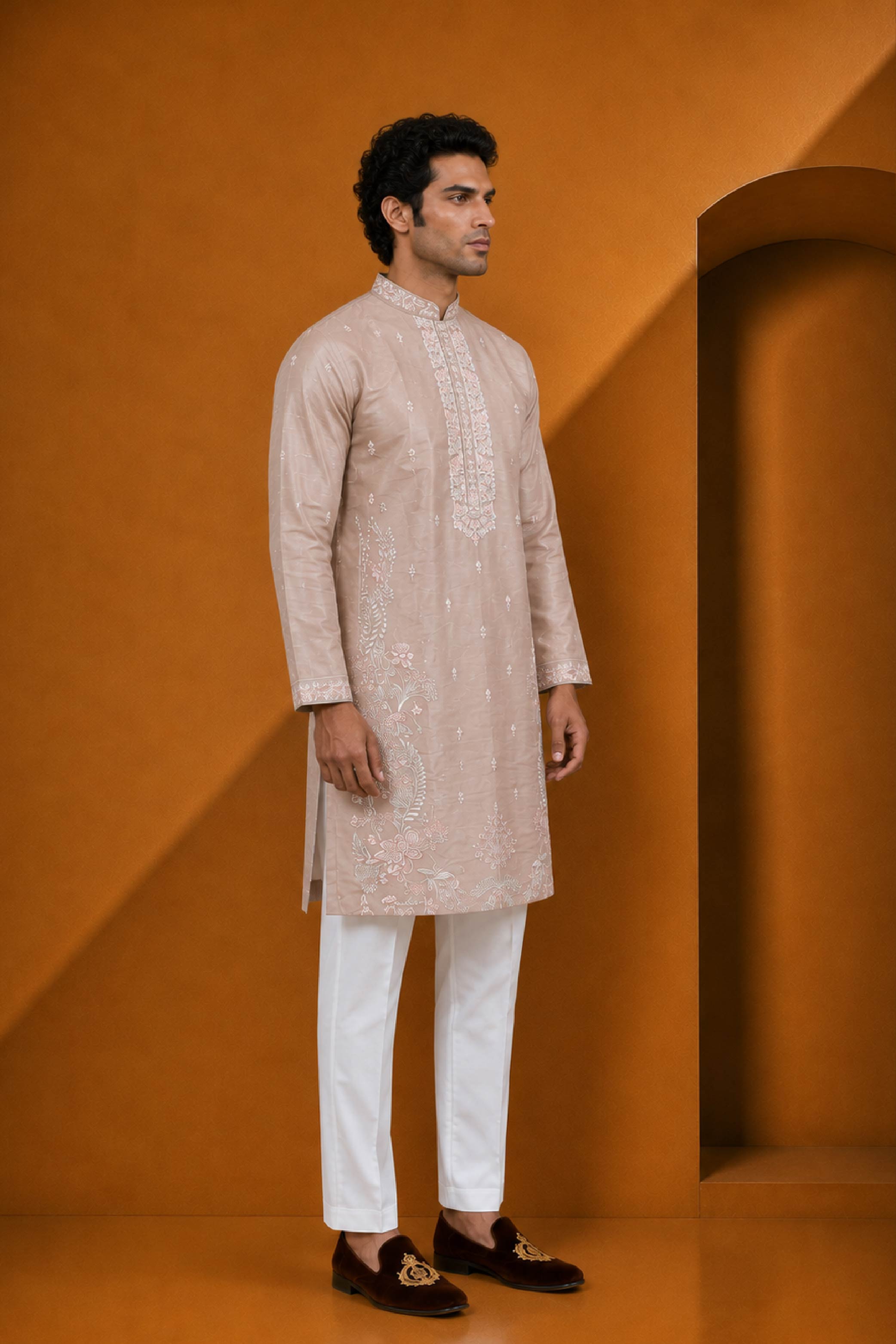 Natural Silk Designer Kurta Pajama Set