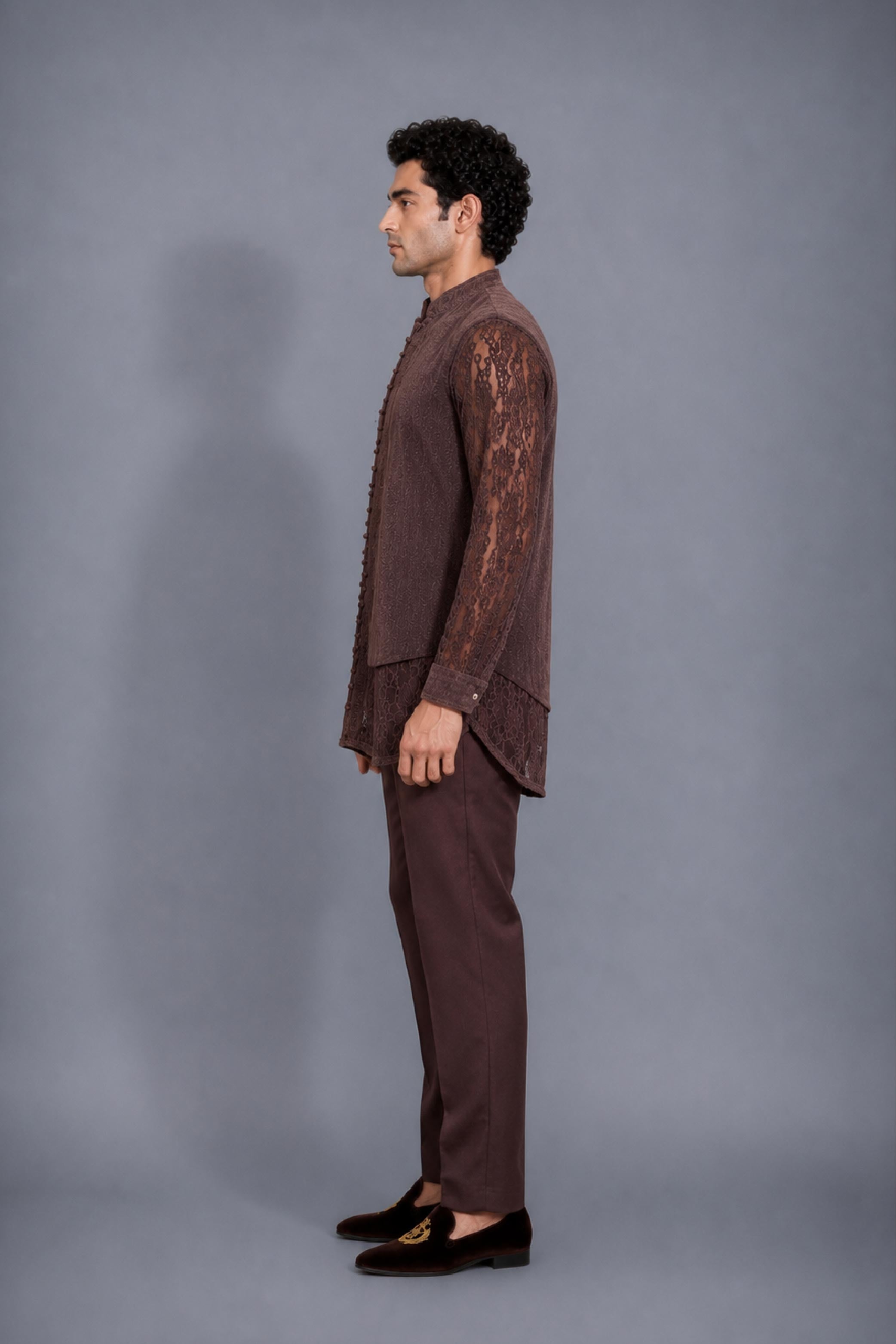 Brown Velvet Embroidery Jodhpuri Designer Summer Suit for Men