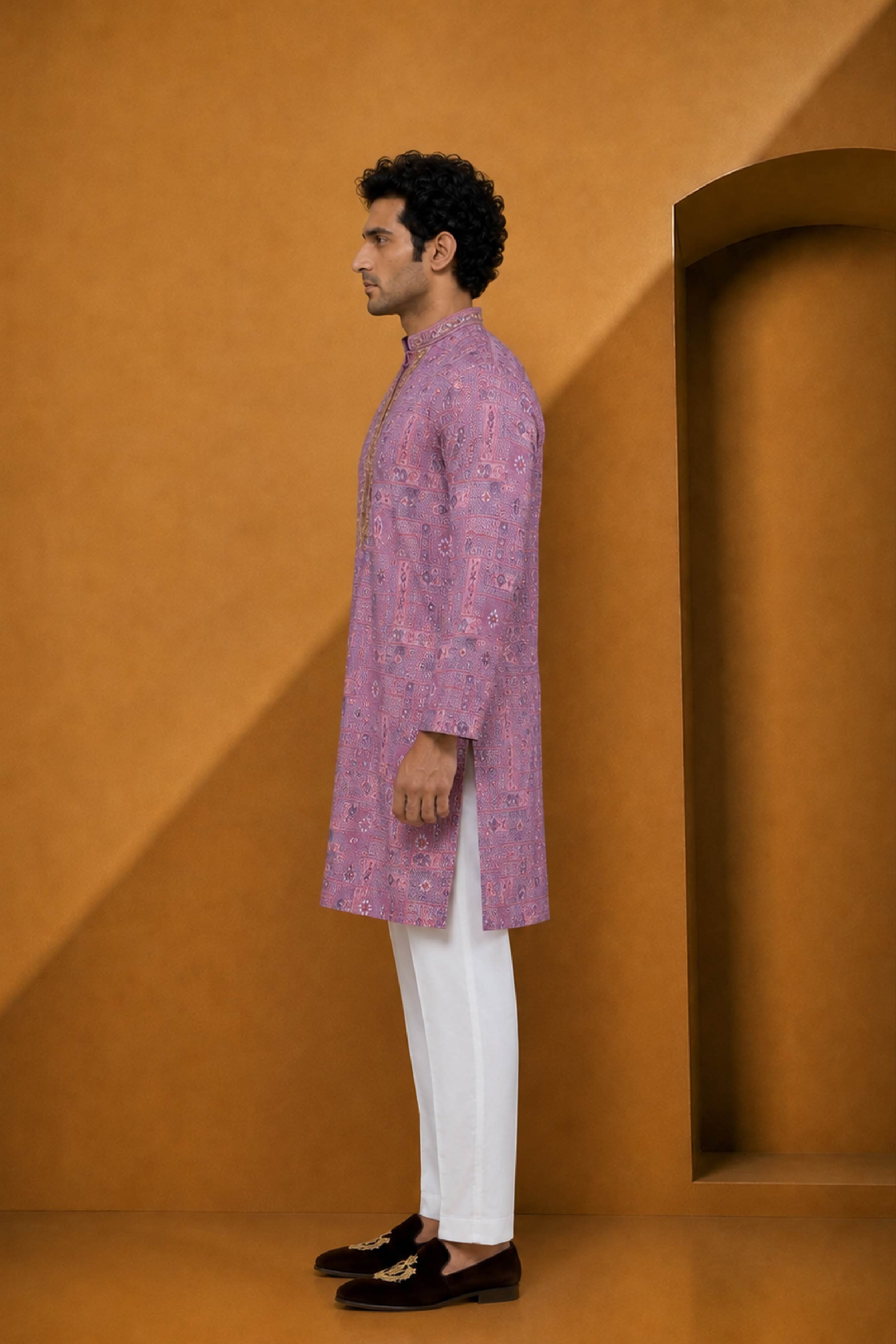 Purple Silk Designer Kurta Pajama Set