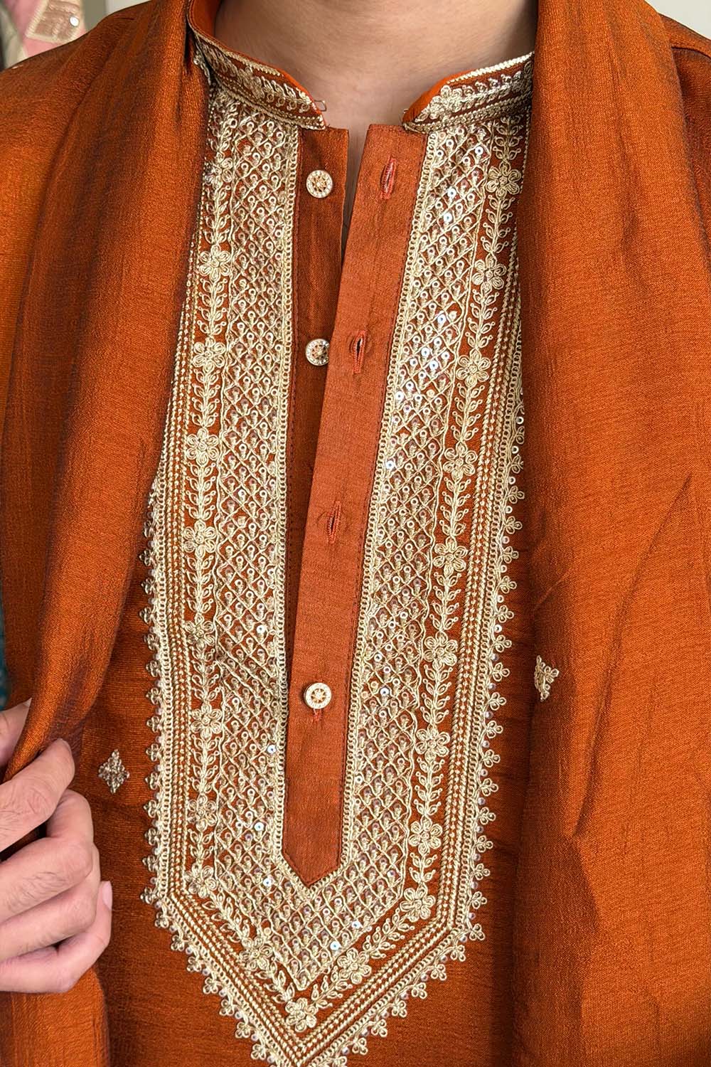Party Wear Kurta Pajama Brown Color Parallel Pant Style
