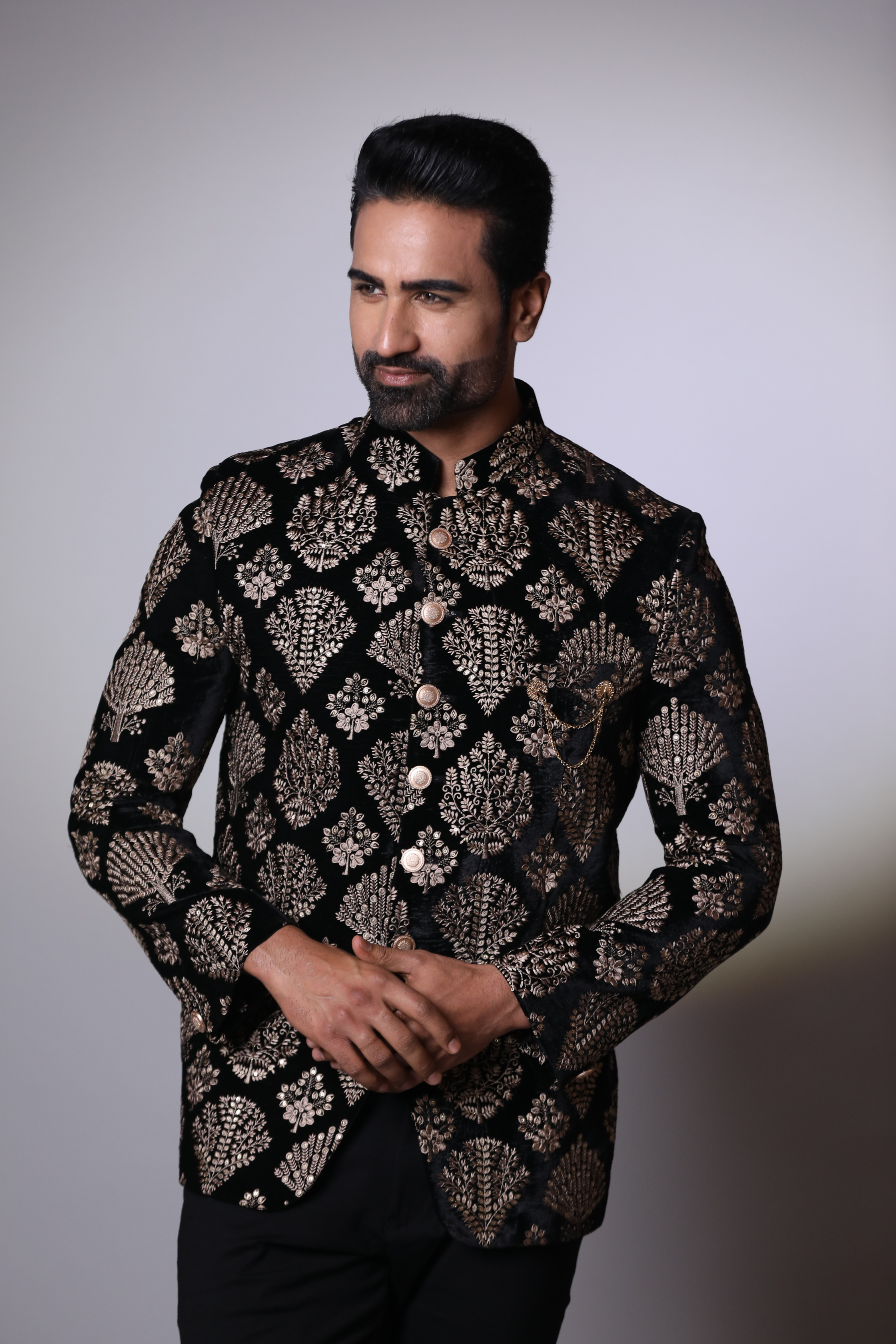 Black Color Jodhpuri Blazer for Men