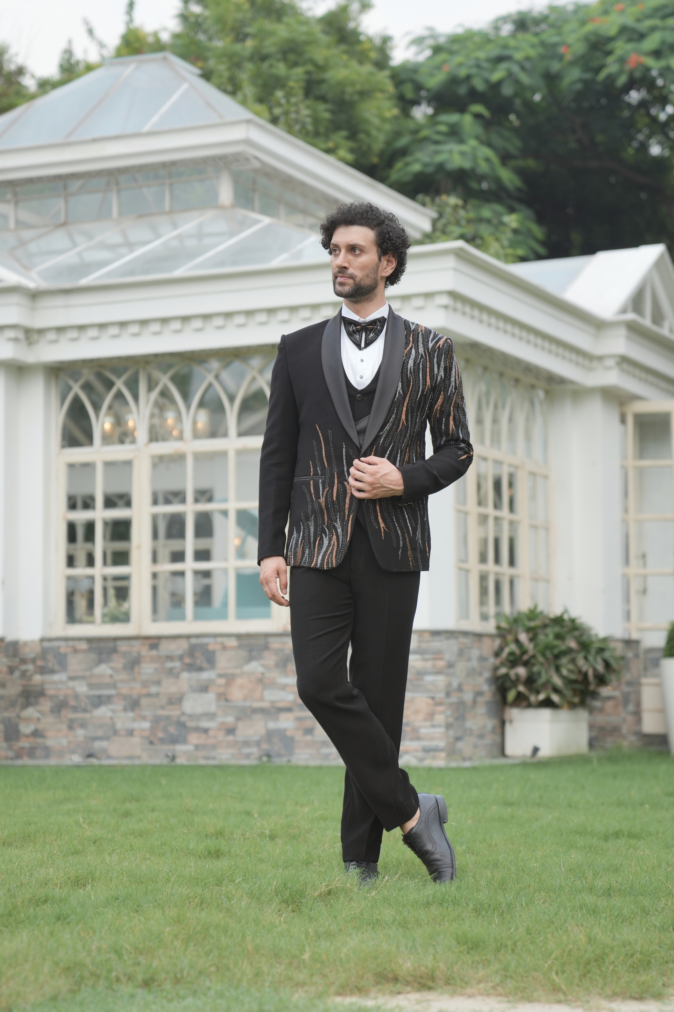 Black Color Embroidery Suits for Men