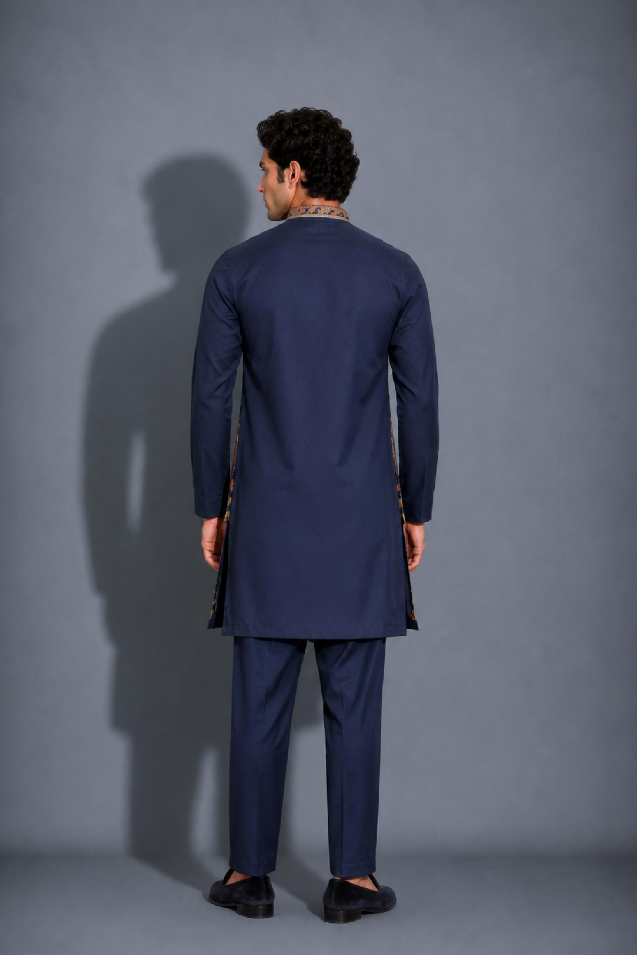 Navy TR Embroidery Jodhpuri Designer Jacket Kurta Set for Men
