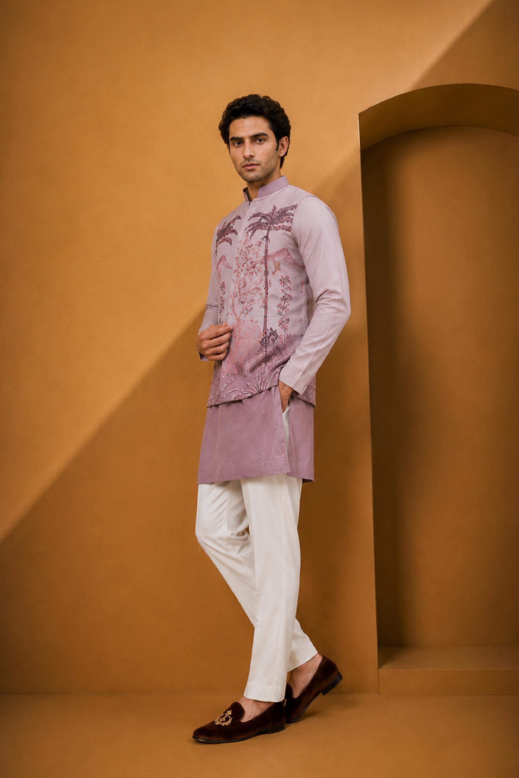 Onion Cotton Print Jodhpuri Designer Summer Suit for Men