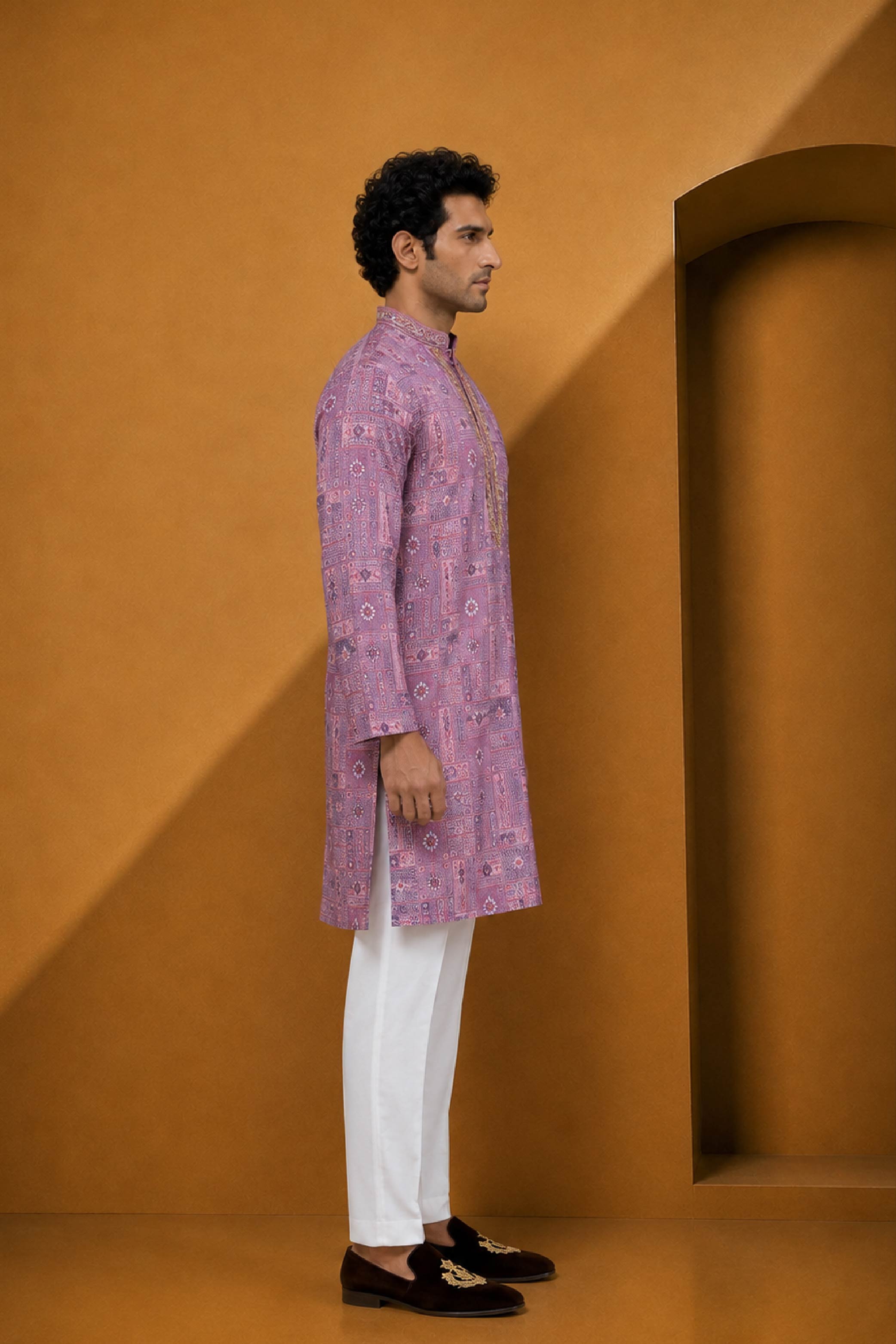 Purple Silk Designer Kurta Pajama Set