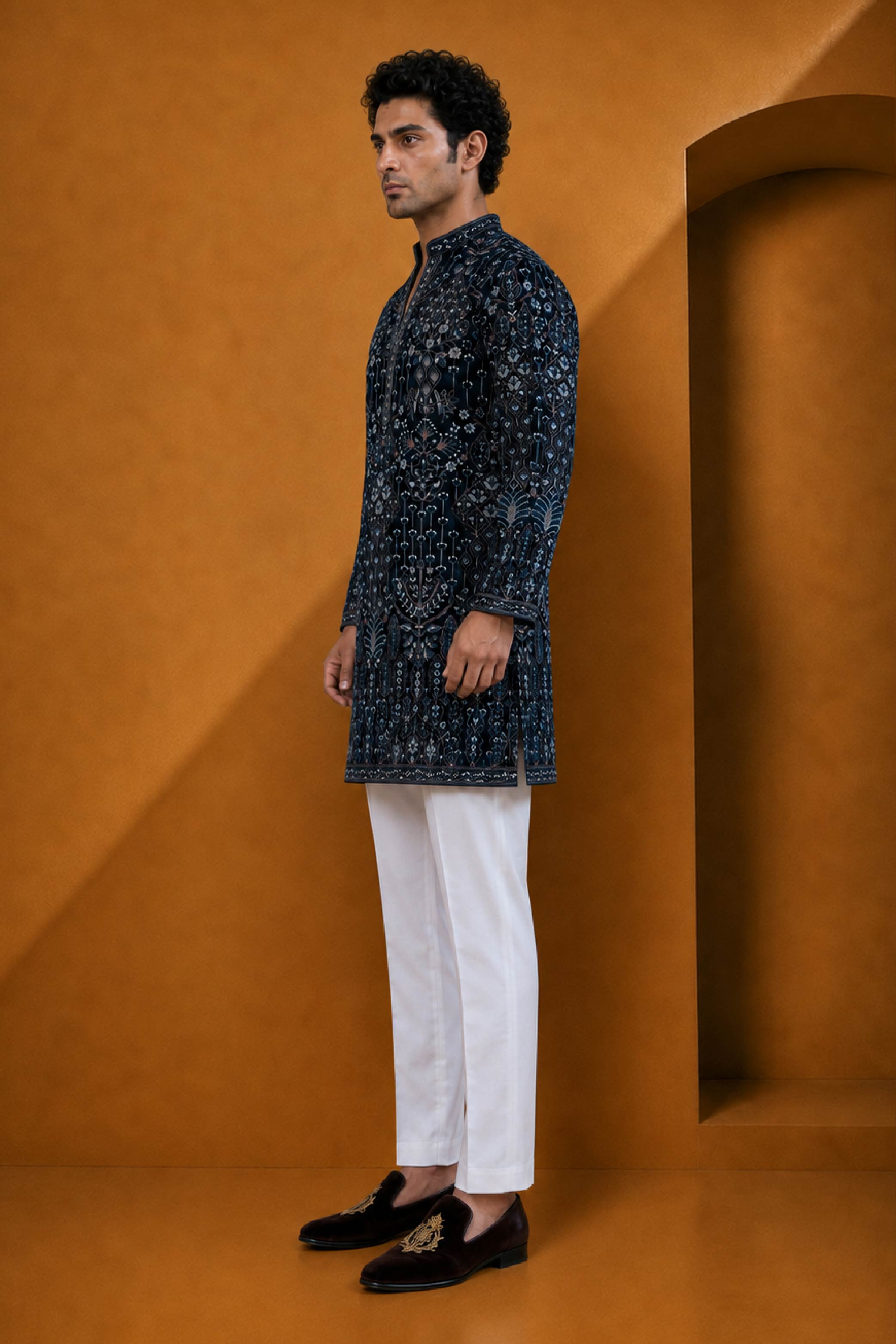 Black Velvet Designer Kurta Pajama Set