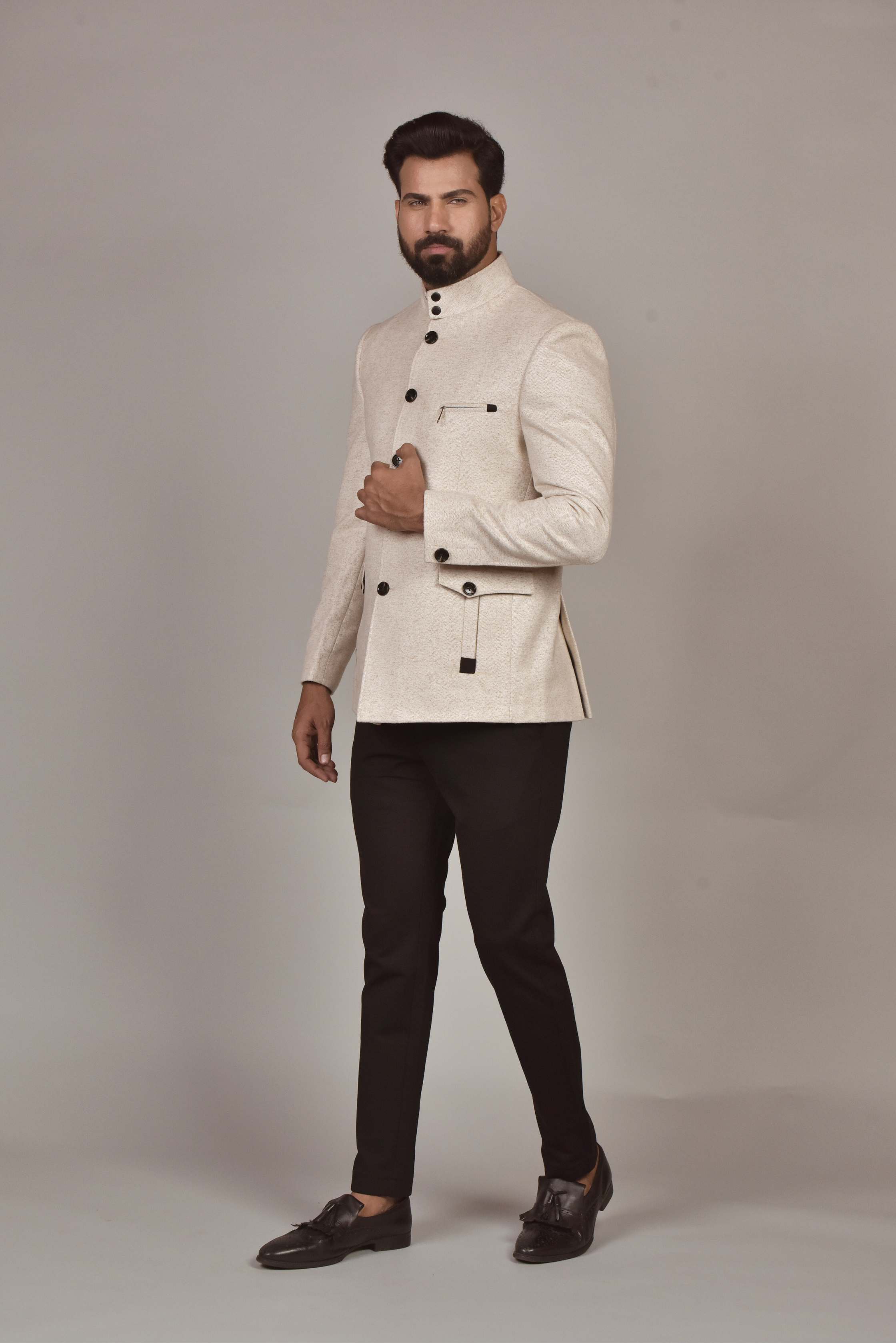 Fawn Color Plain Blazer for Men