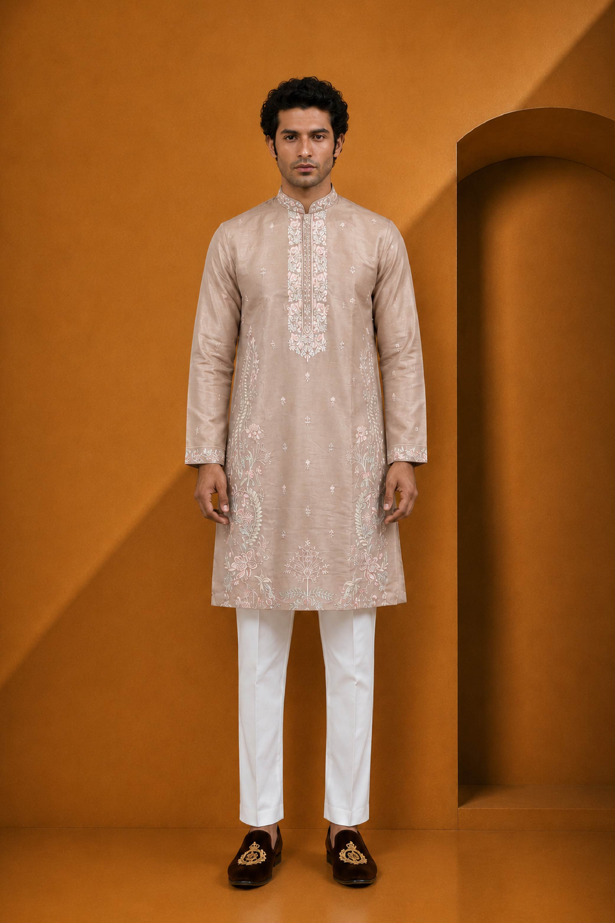 Natural Silk Designer Kurta Pajama Set