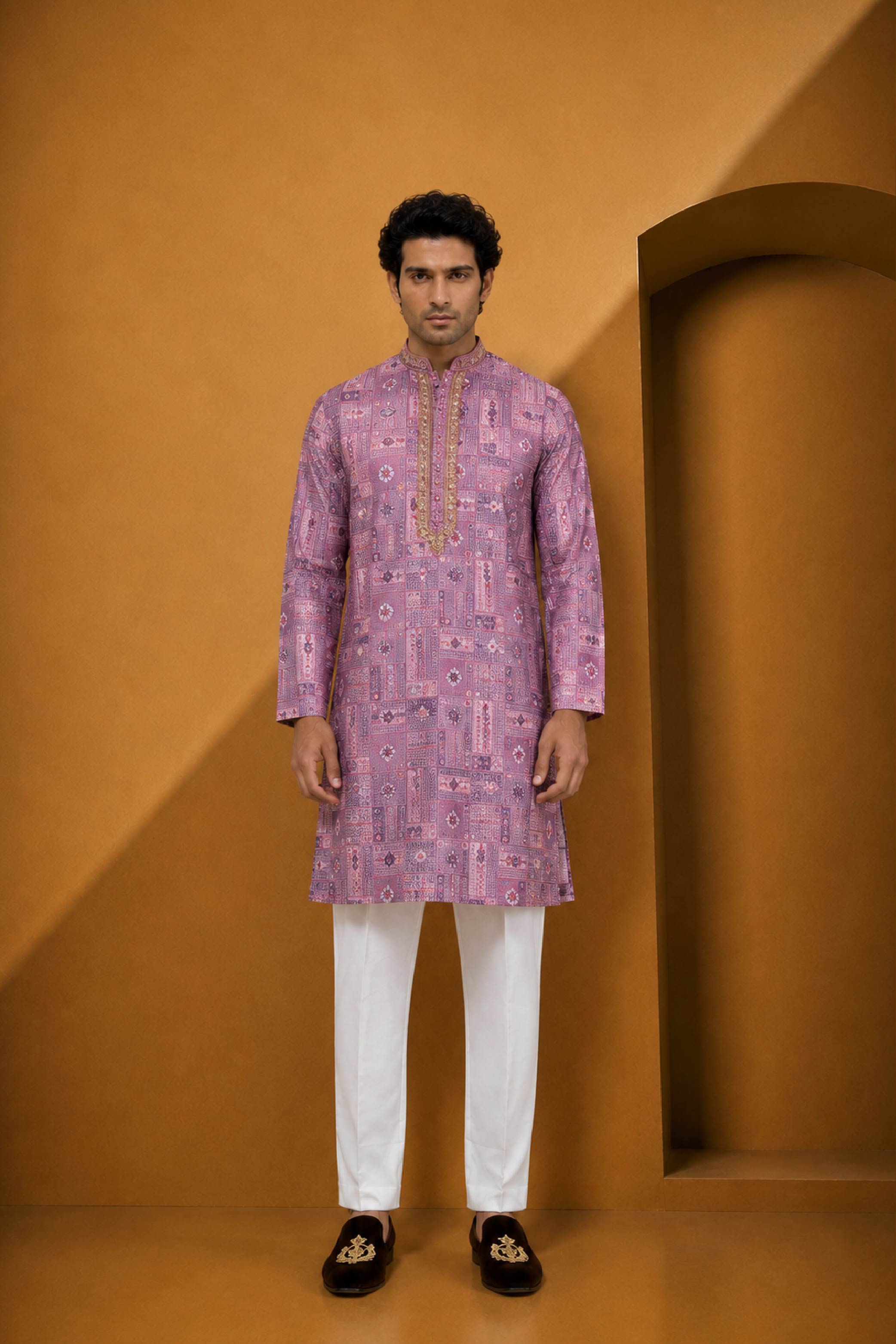 Purple Silk Designer Kurta Pajama Set