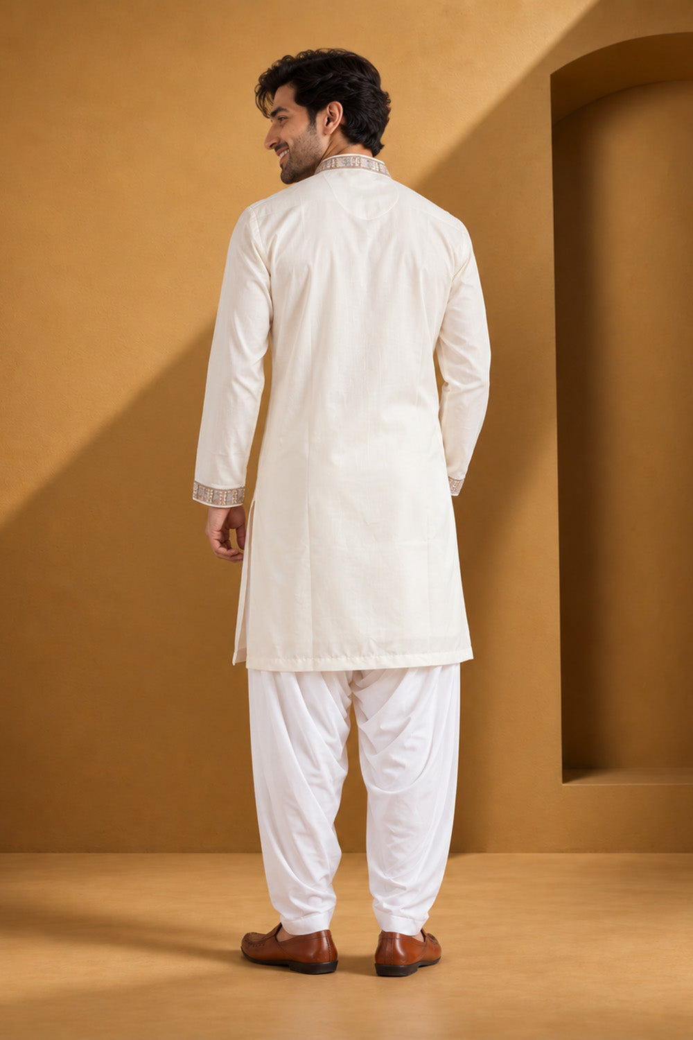 Party Wear Kurta Pajama in Camel Designer Style
