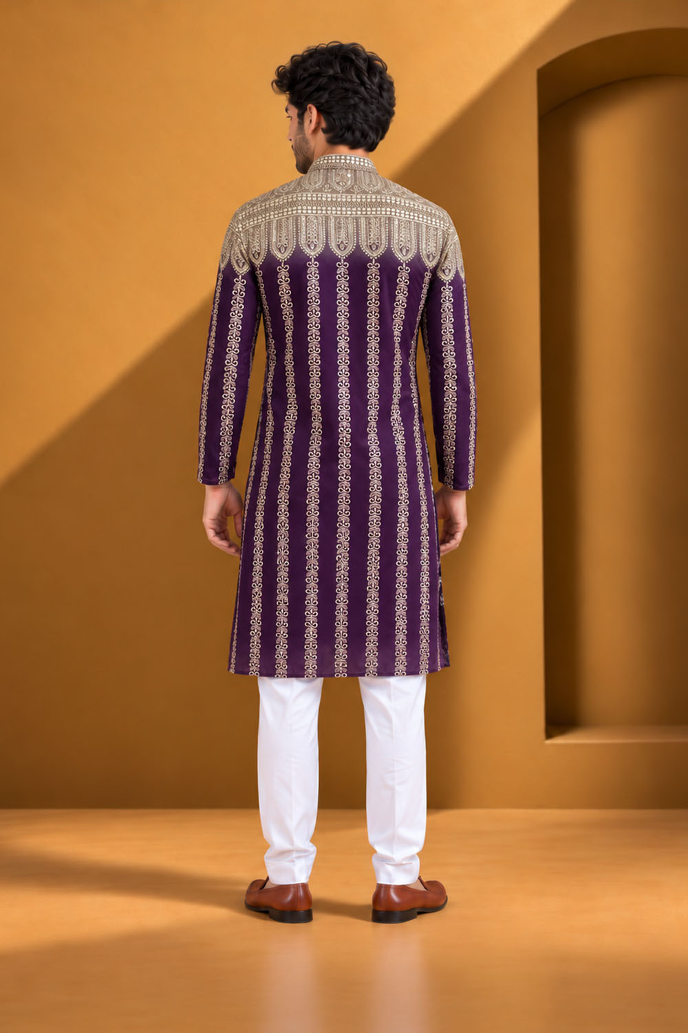 Party Wear Kurta Pajama in Purple Designer Style