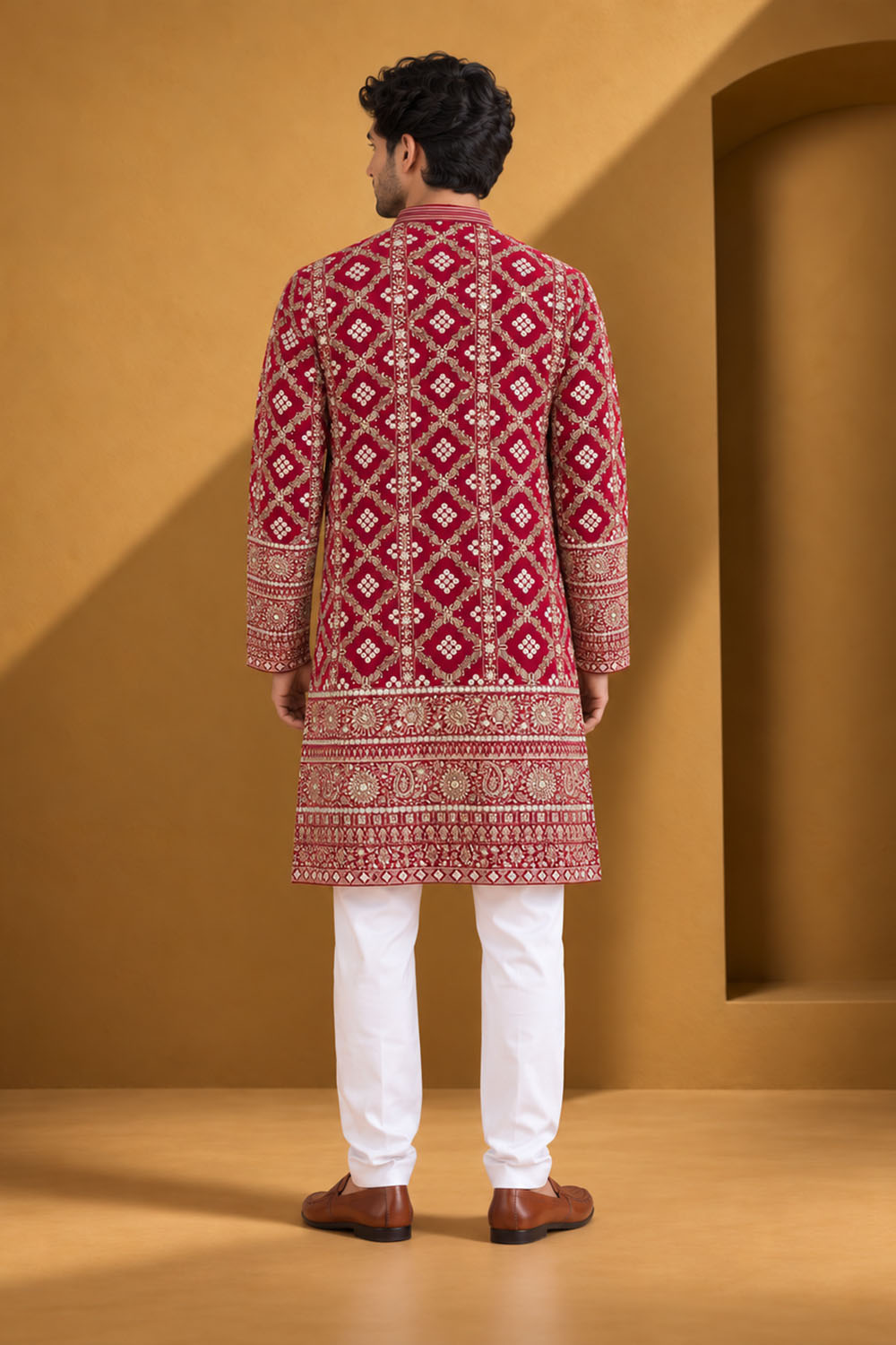 Party Wear Kurta Pajama in Magenta with Parallel Pant
