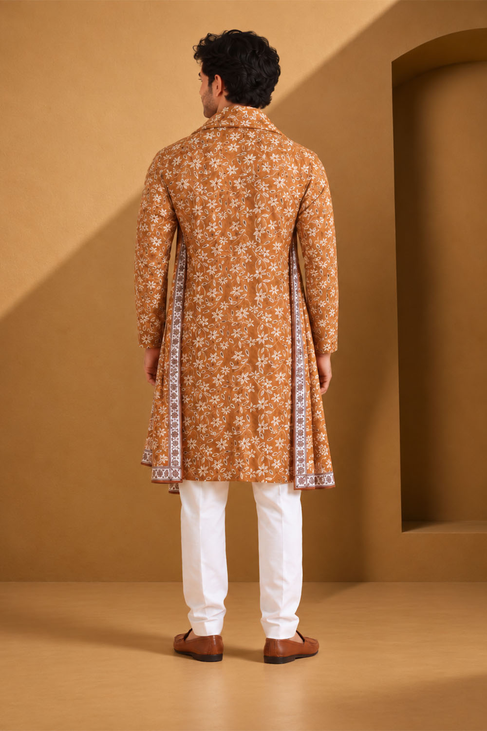 Party Wear Kurta Pajama in Rust with Dupatta