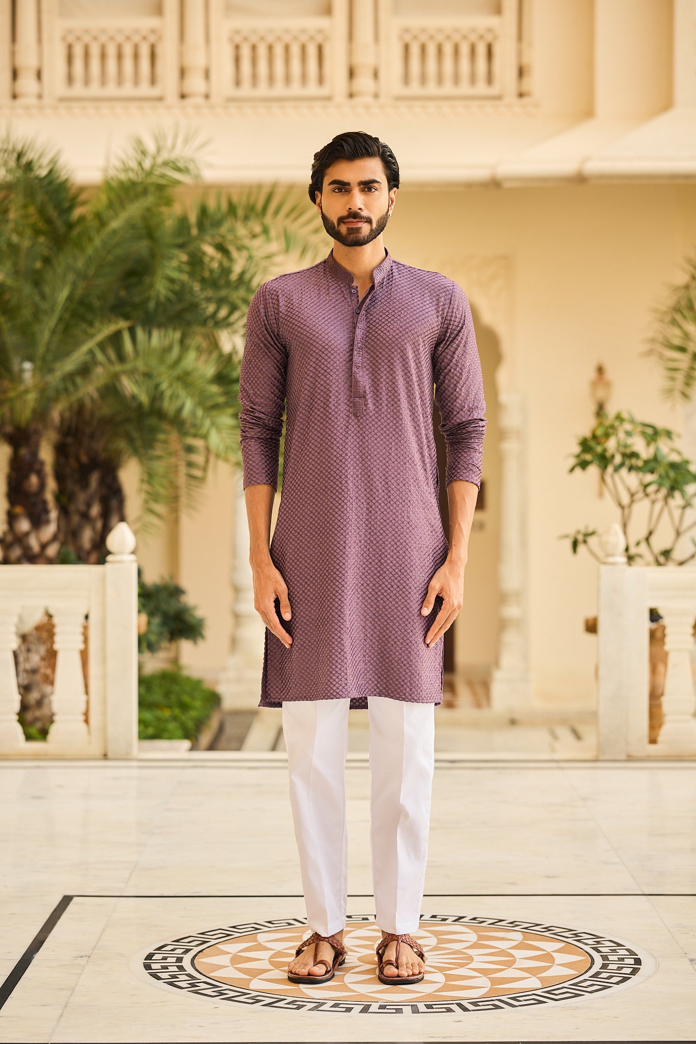 Purple Color Lakhnavi Kurta Pajama