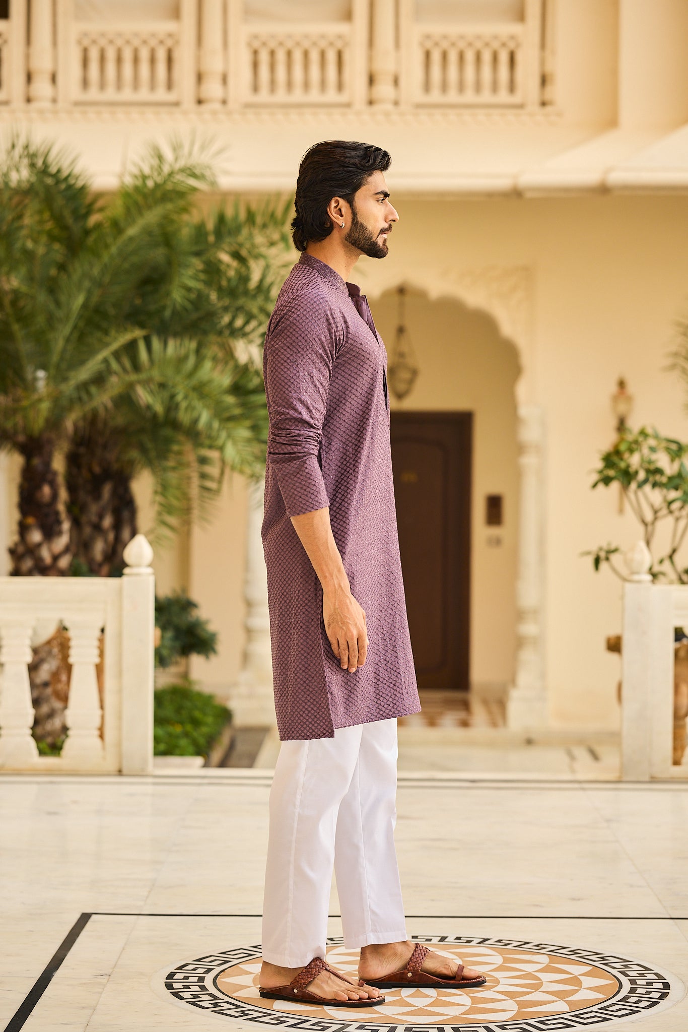Purple Color Lakhnavi Kurta Pajama
