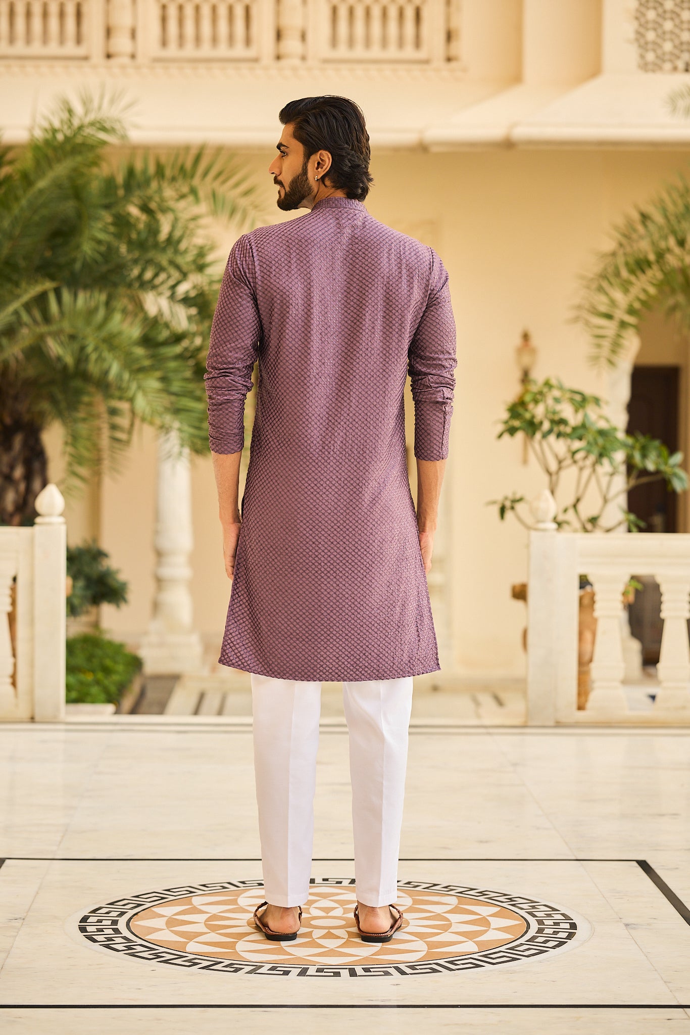 Purple Color Lakhnavi Kurta Pajama