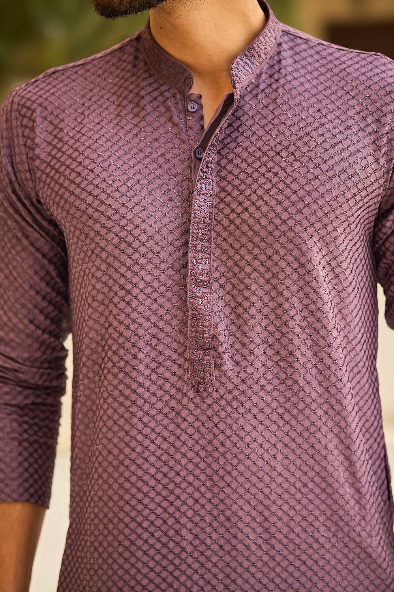 Purple Color Lakhnavi Kurta Pajama