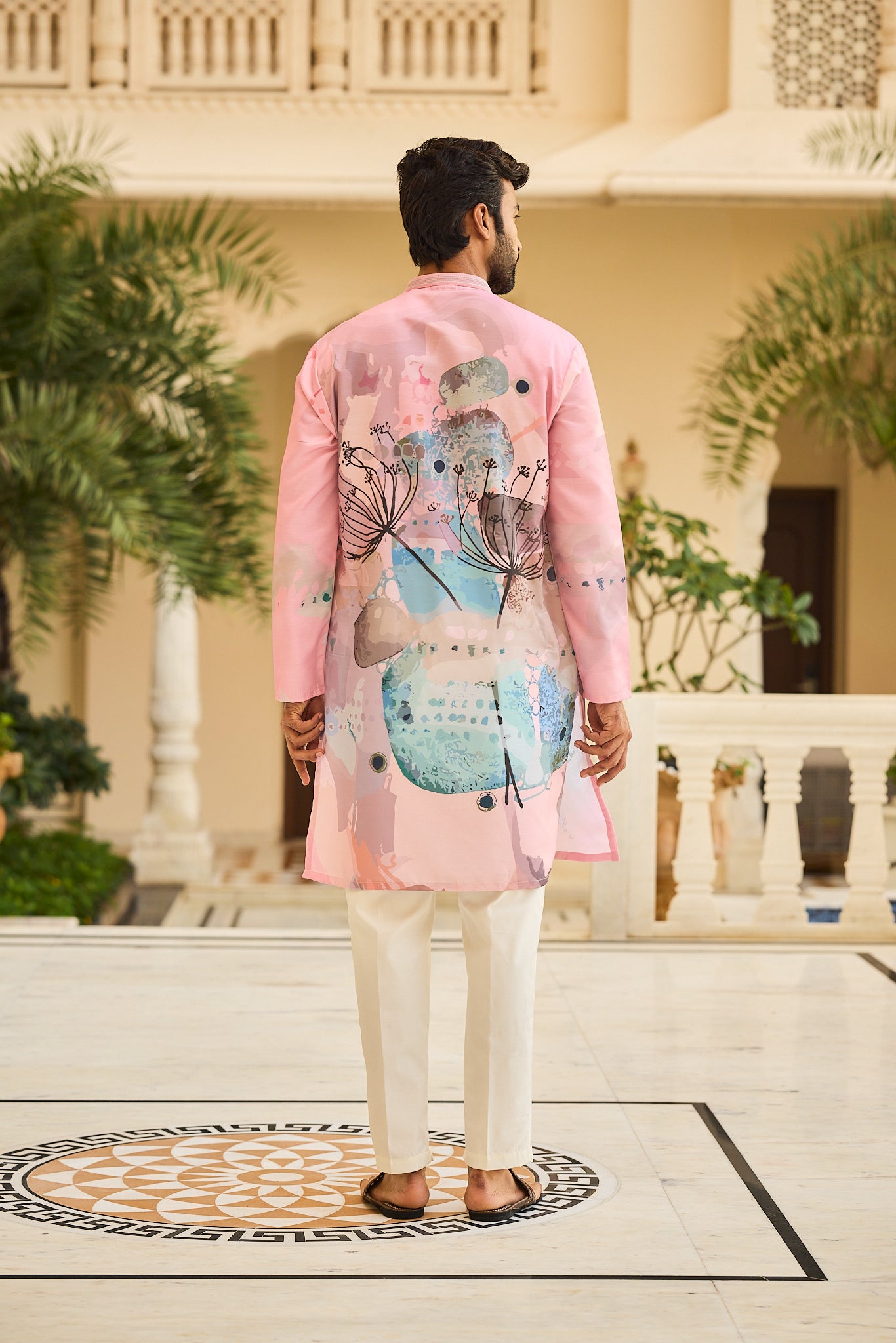 Onion Color Print Kurta Pajama for Men