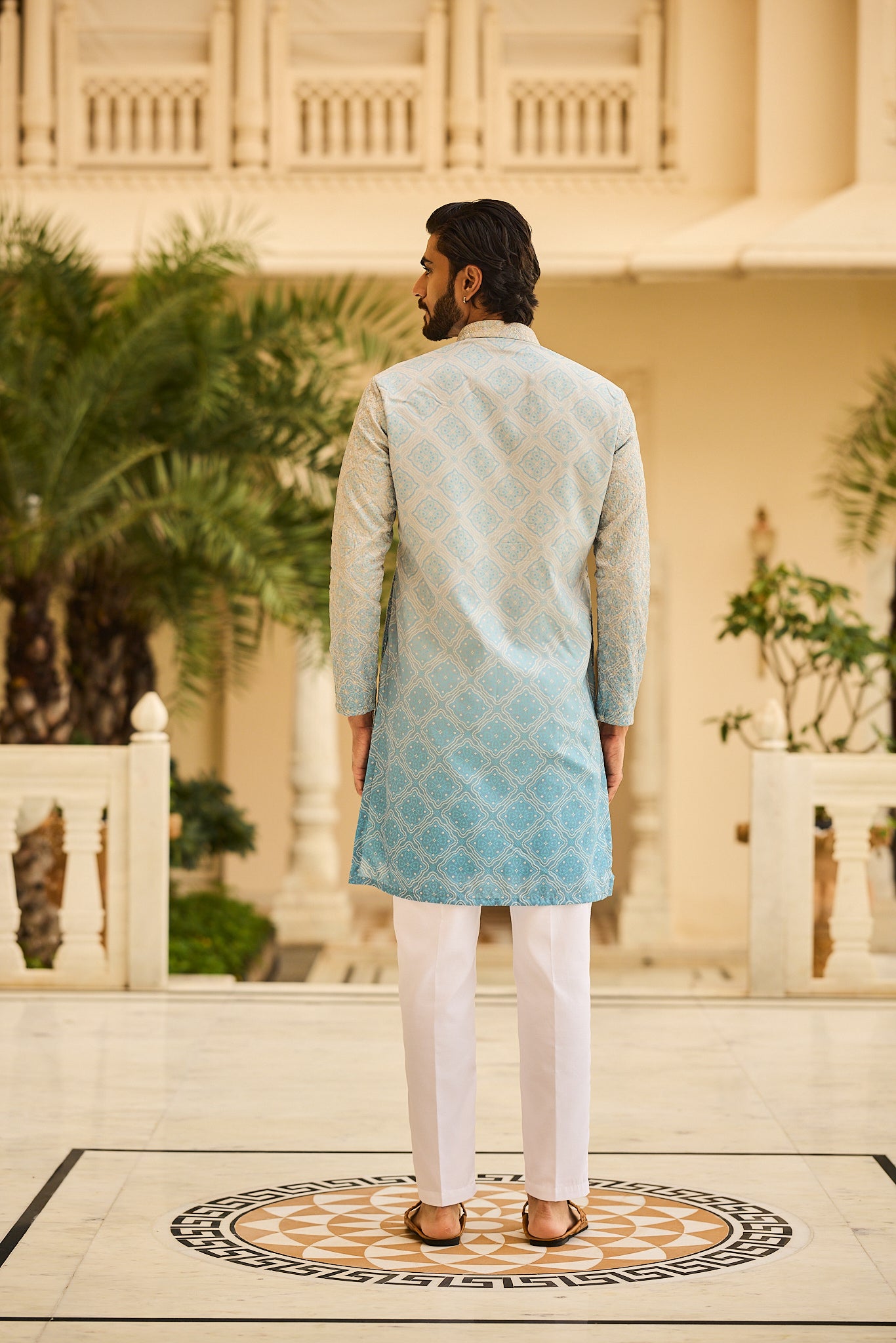 Sky Blue Embroidery Designer Kurta Pajama