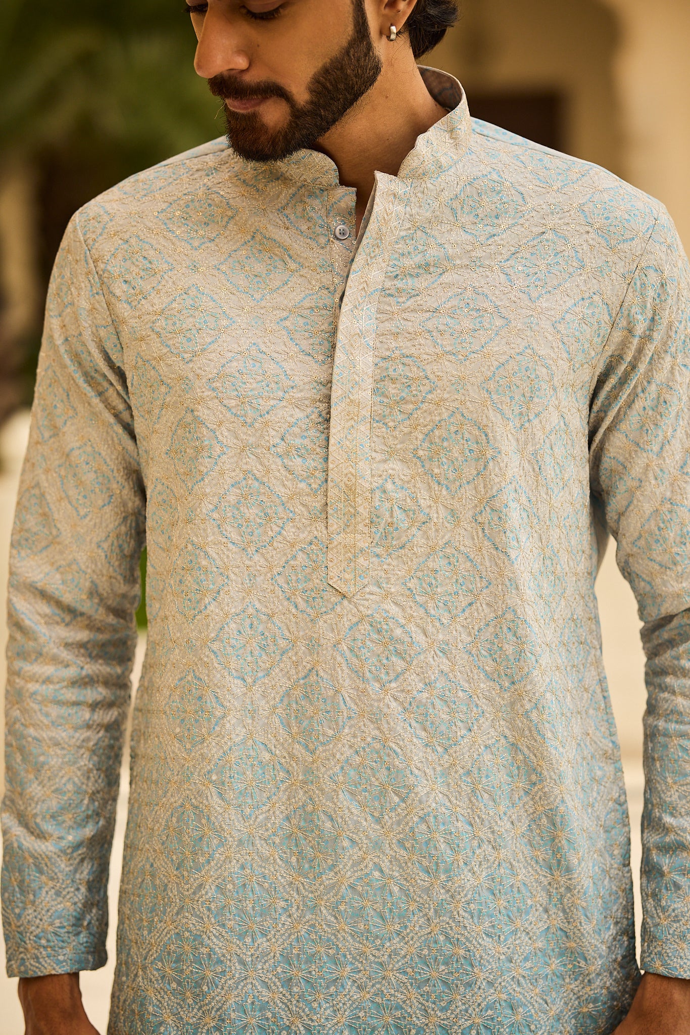 Sky Blue Embroidery Designer Kurta Pajama