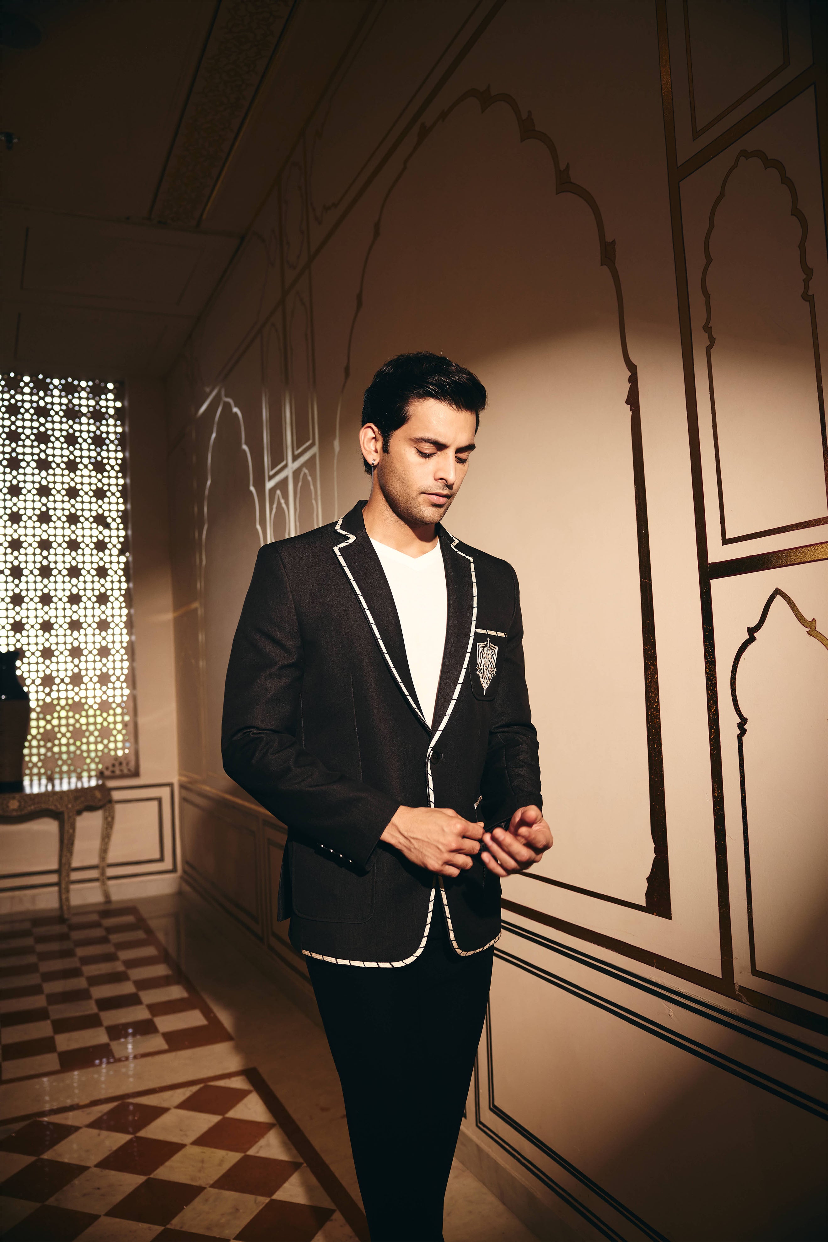 Black Color Denim Blazer for Men