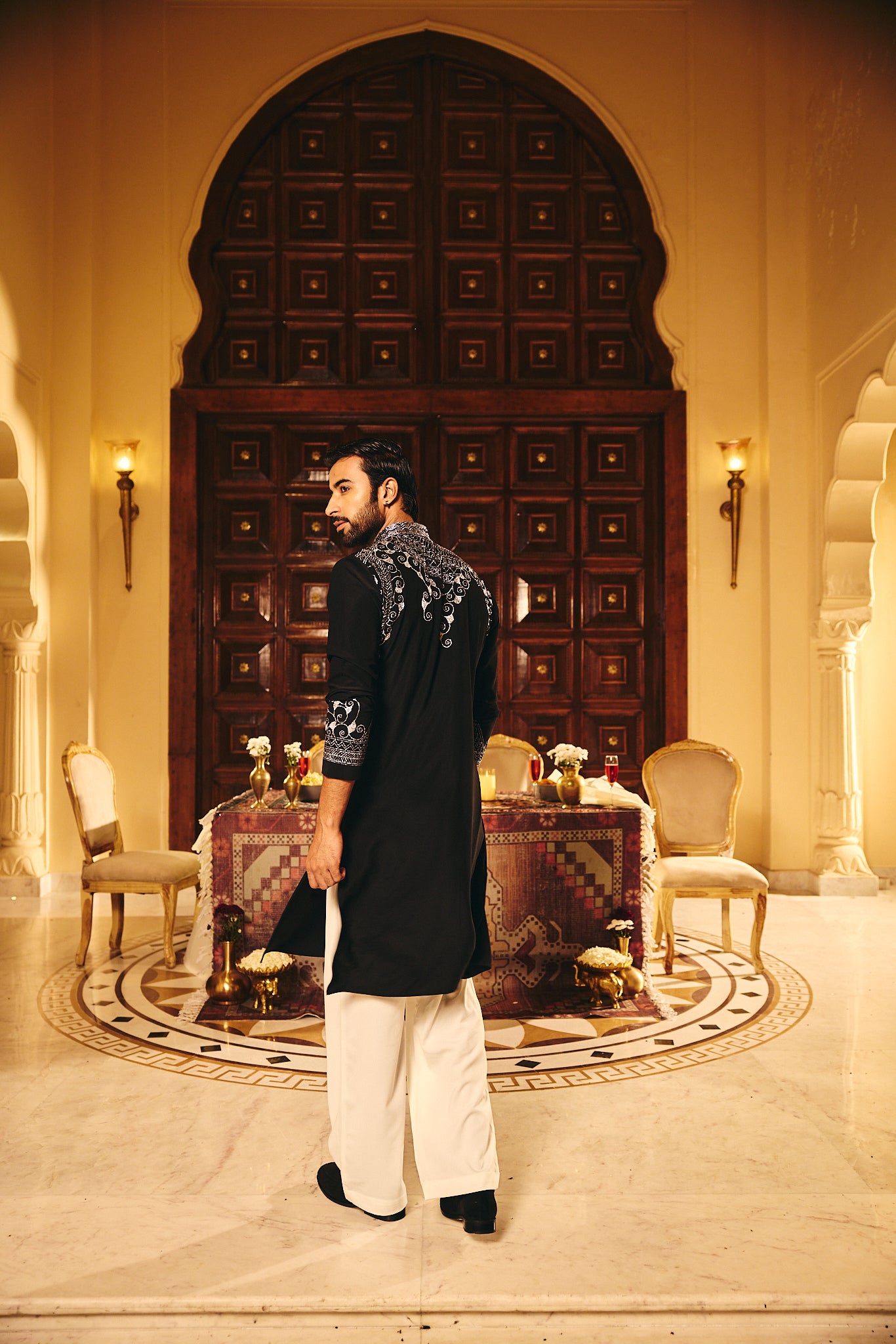 Black Color Embroidery Designer Kurta Pajama for Men