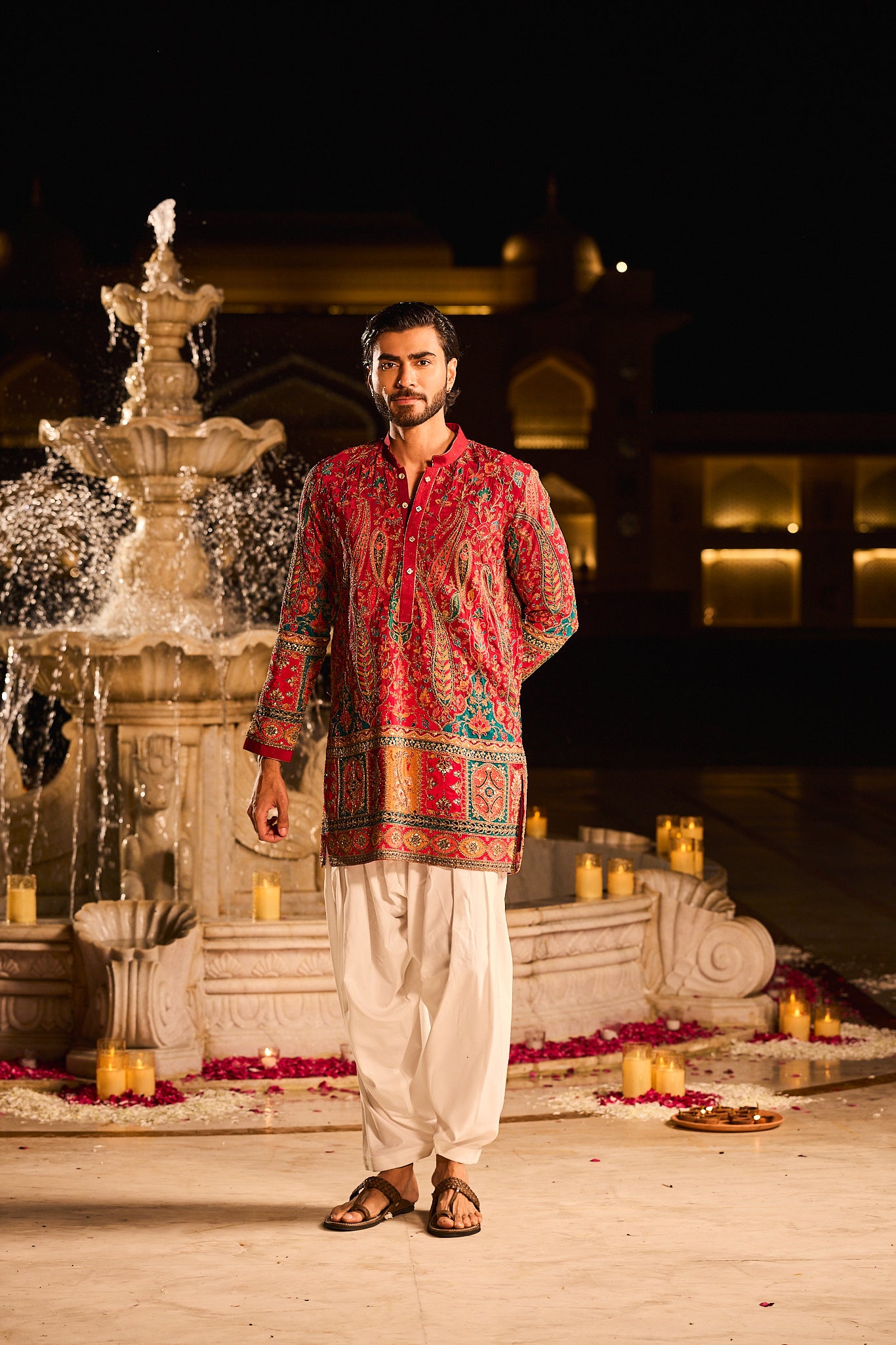 Mehroon Color Embroidery Designer Kurta Pajama
